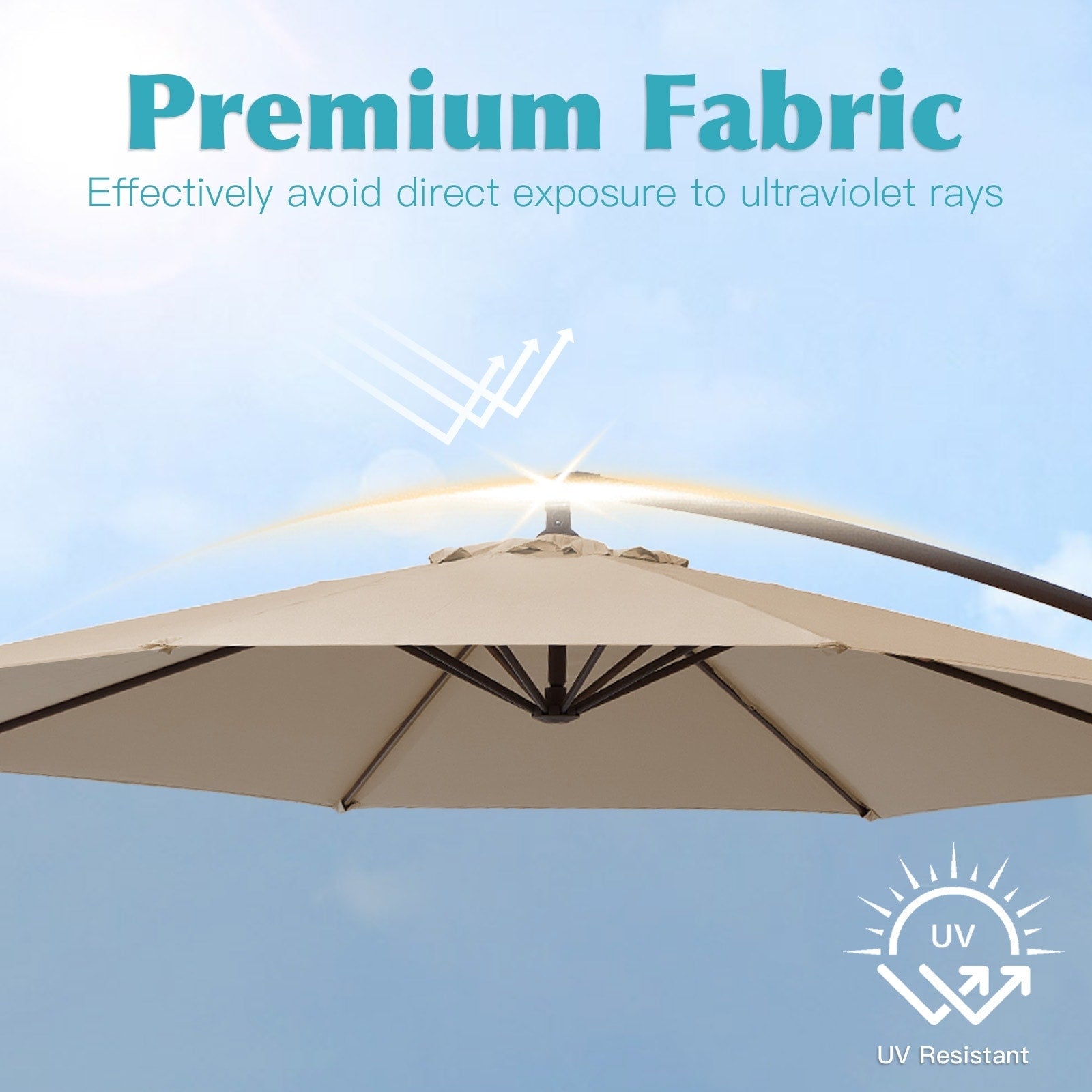 Parasol déporté à manivelle en acier de 10 pieds avec base lestée