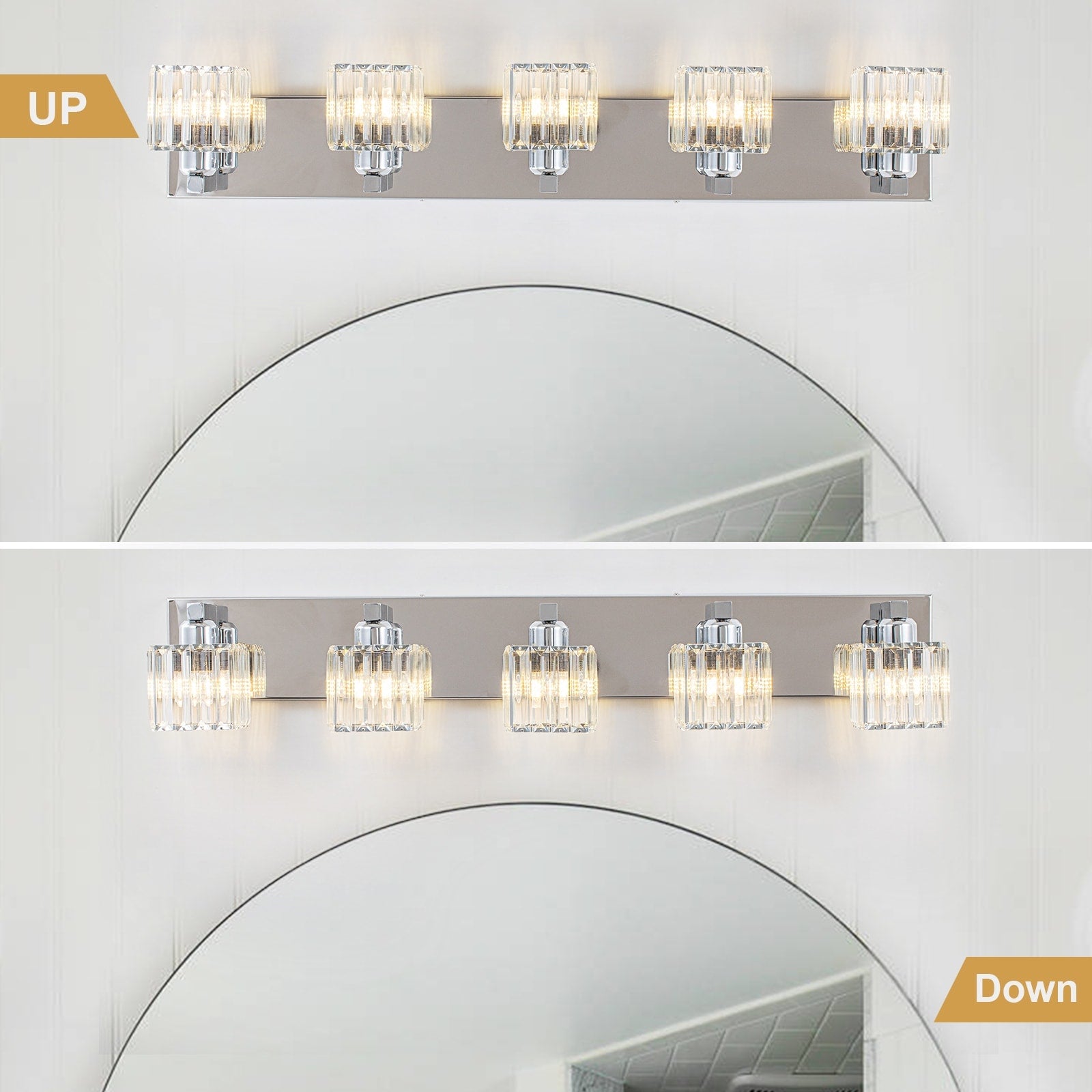 Applique murale de salle de bain 2/3/4/5 lumières avec abat-jour en cristal