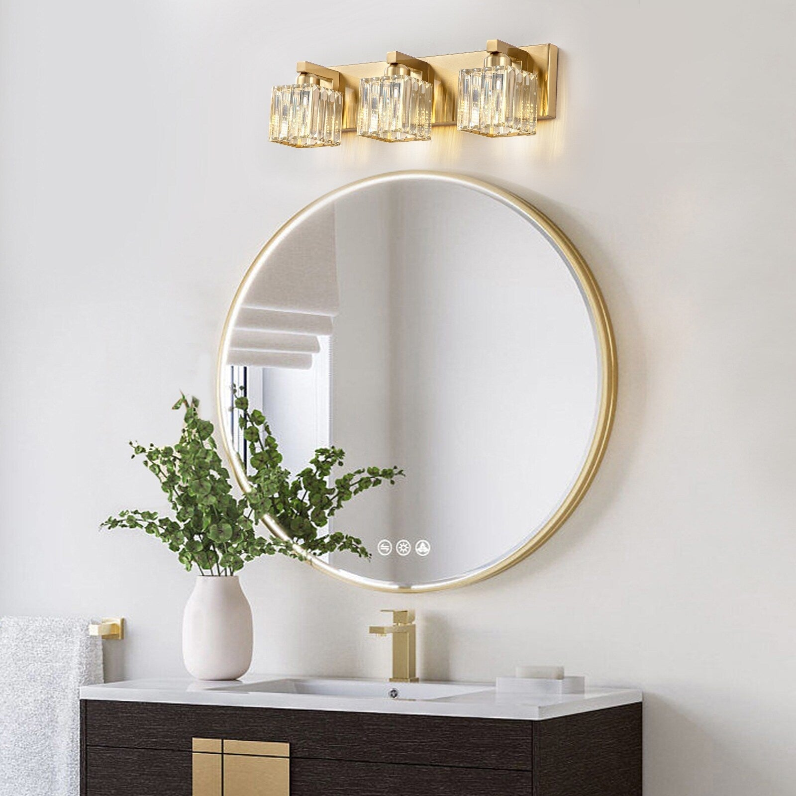 Applique murale de salle de bain 2/3/4/5 lumières avec abat-jour en cristal