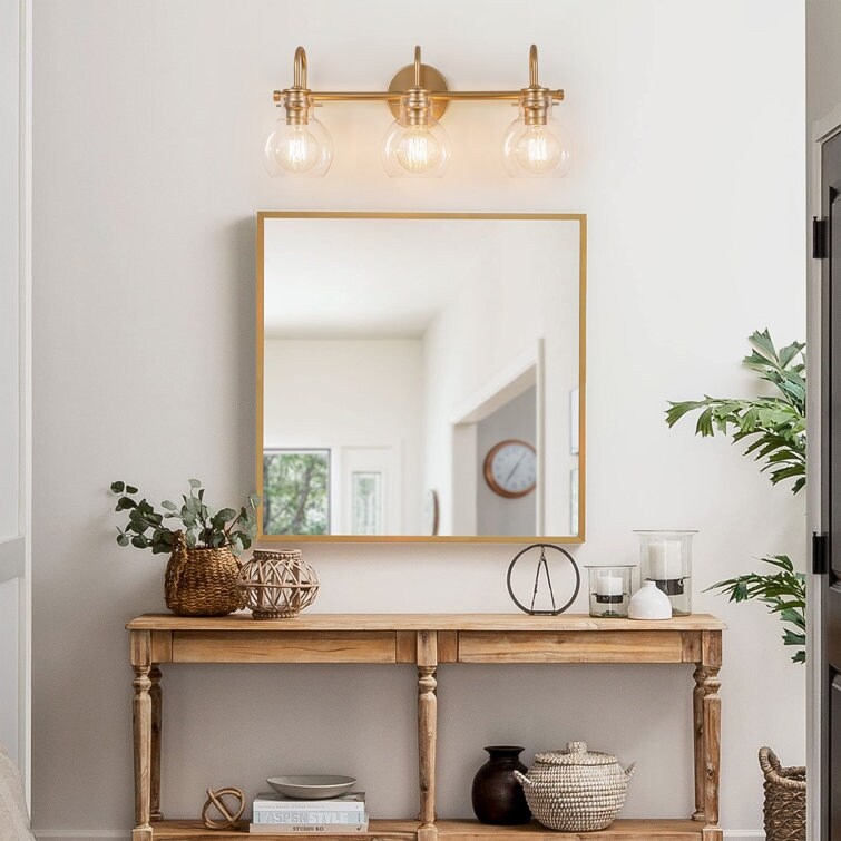 Applique murale de salle de bain à 2/3 lumières avec abat-jour en verre