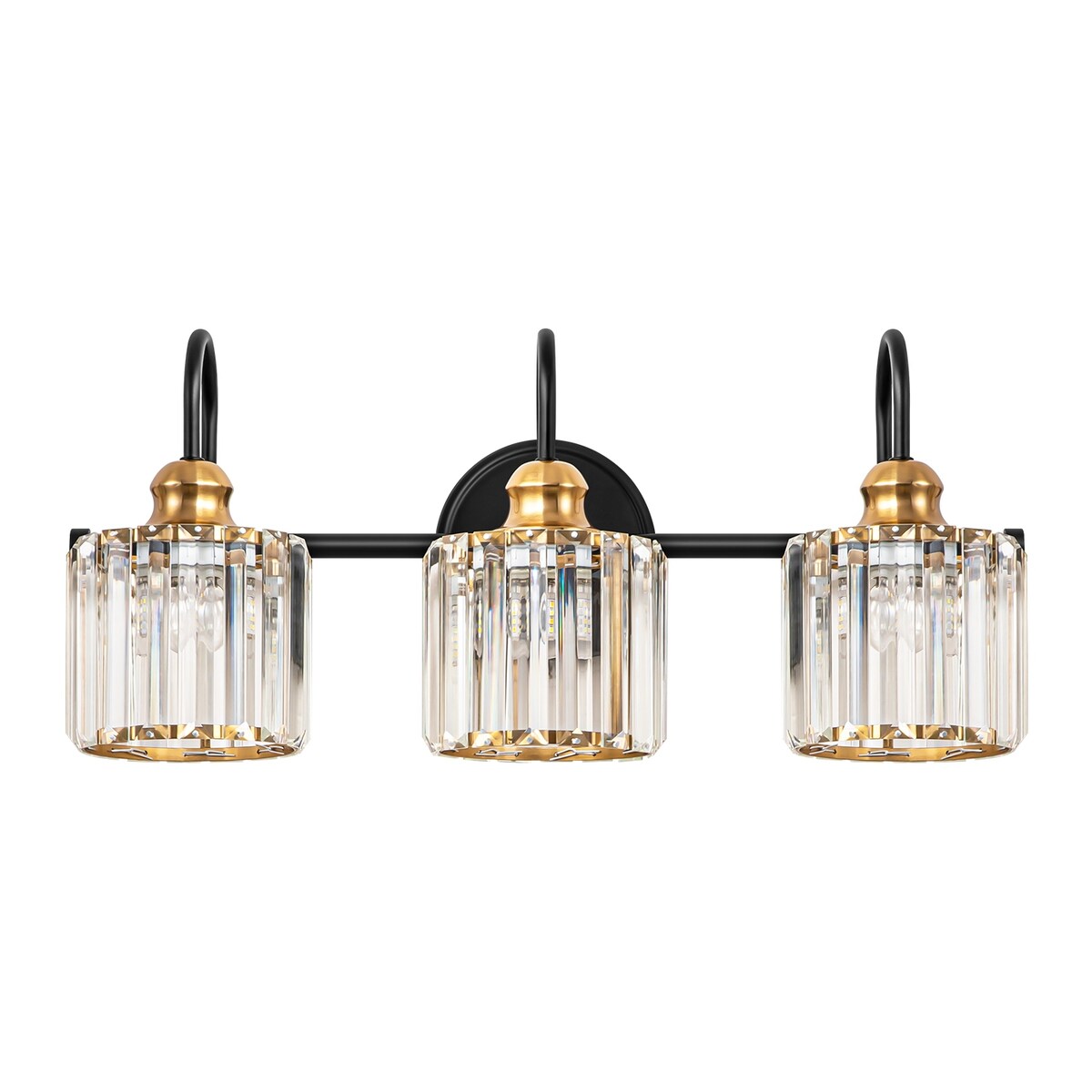 Applique murale linéaire moderne à 3 ou 4 lumières en cristal à intensité variable pour salle de bain