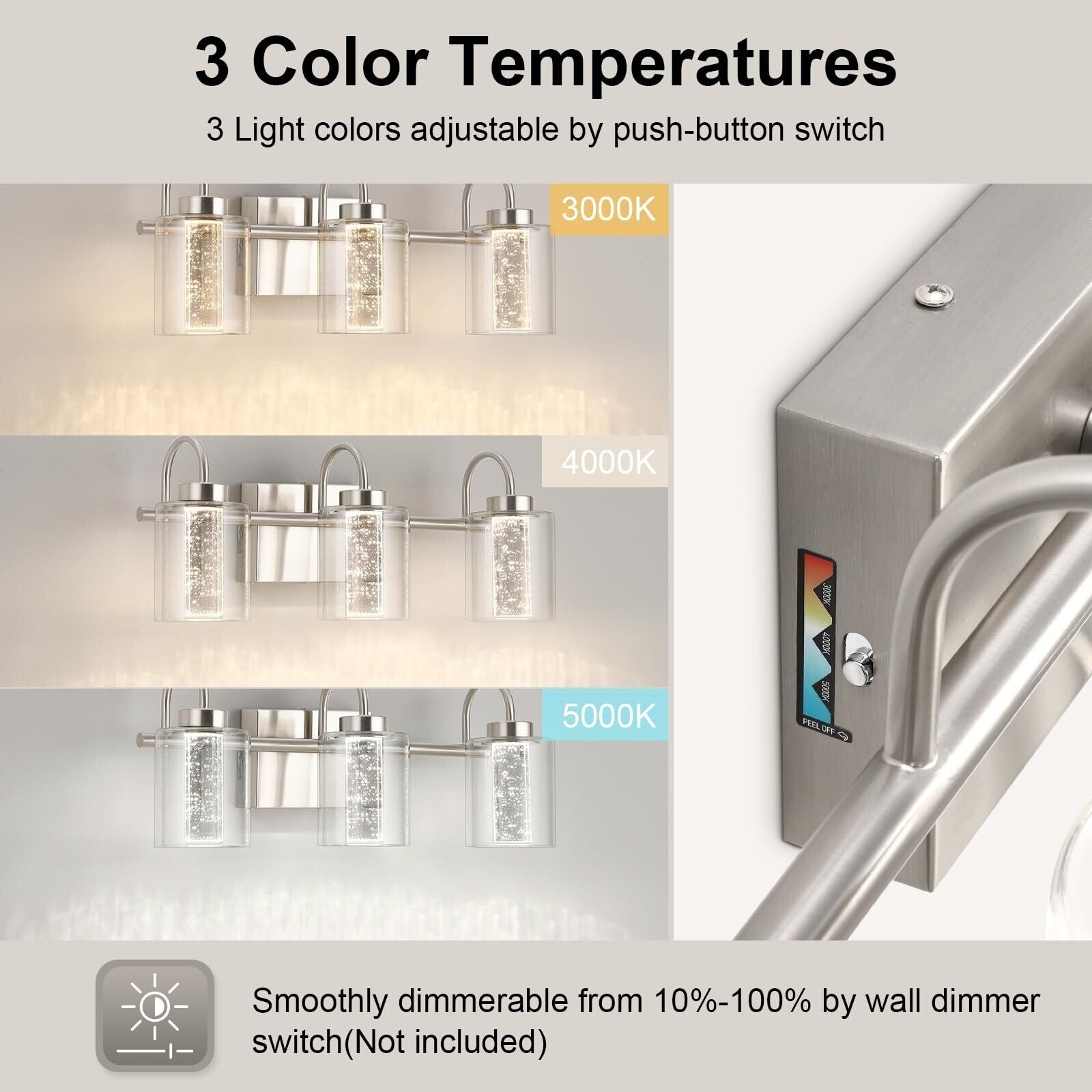 Luminaires de salle de bain 3/4/5/6 lumières en nickel brossé