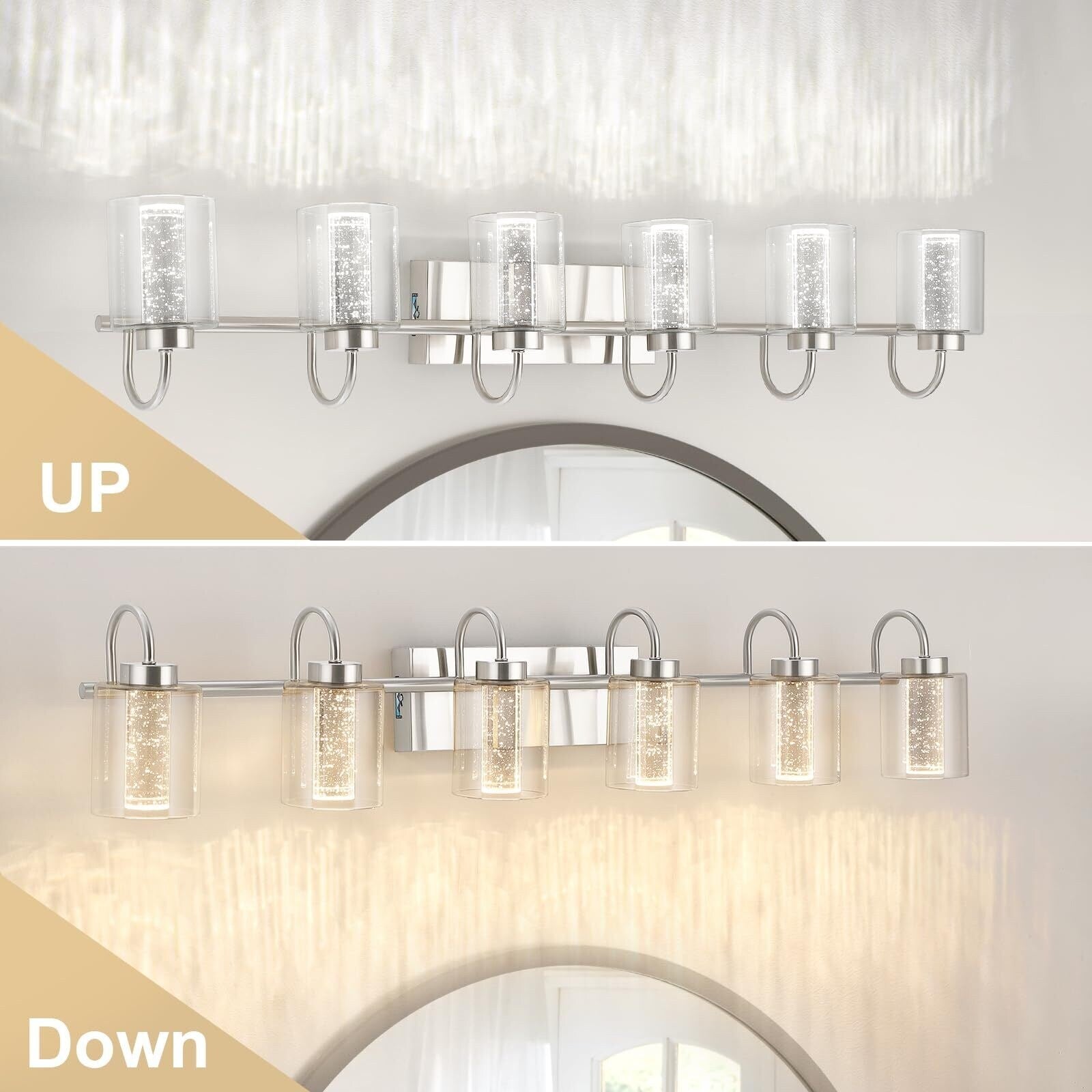 Luminaires de salle de bain 3/4/5/6 lumières en nickel brossé