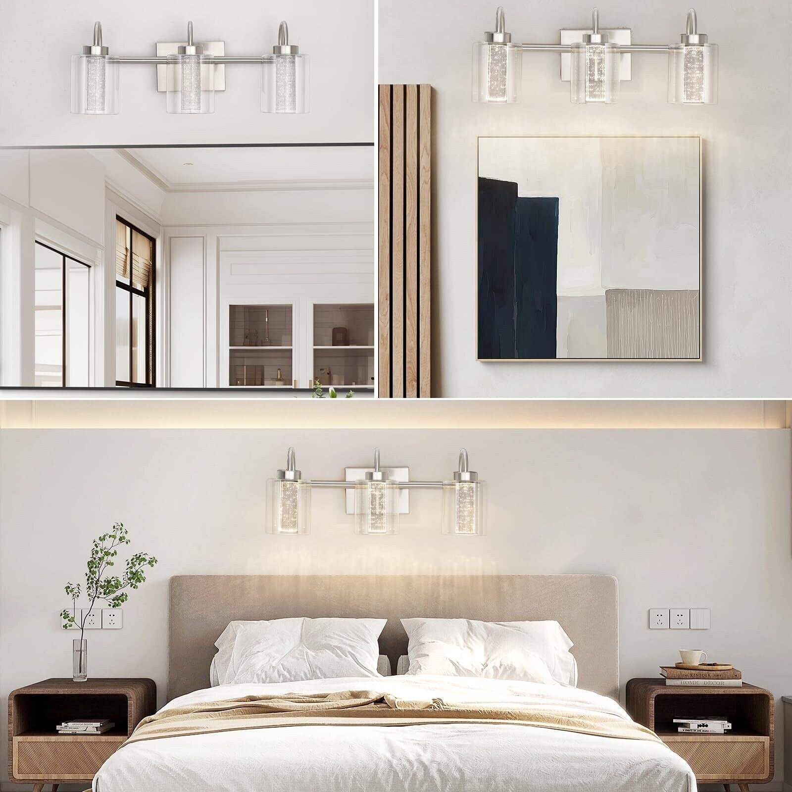 Luminaires de salle de bain 3/4/5/6 lumières en nickel brossé