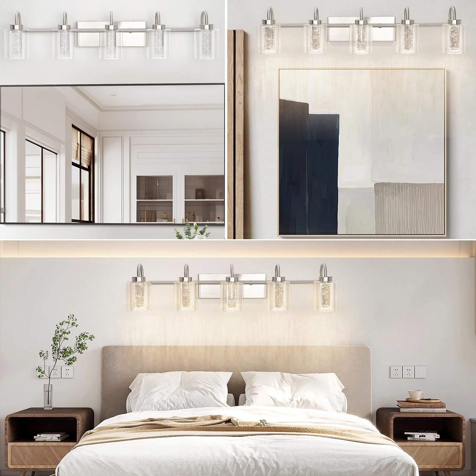 Luminaires de salle de bain 3/4/5/6 lumières en nickel brossé