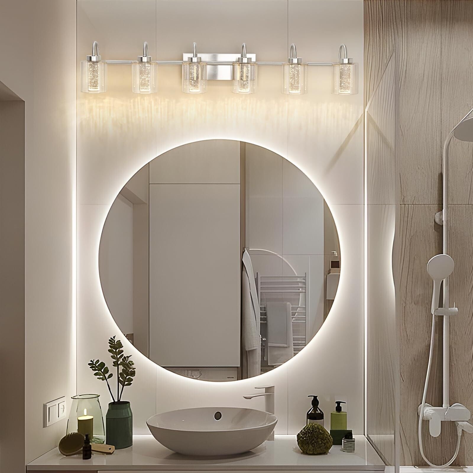 Luminaires de salle de bain 3/4/5/6 lumières en nickel brossé