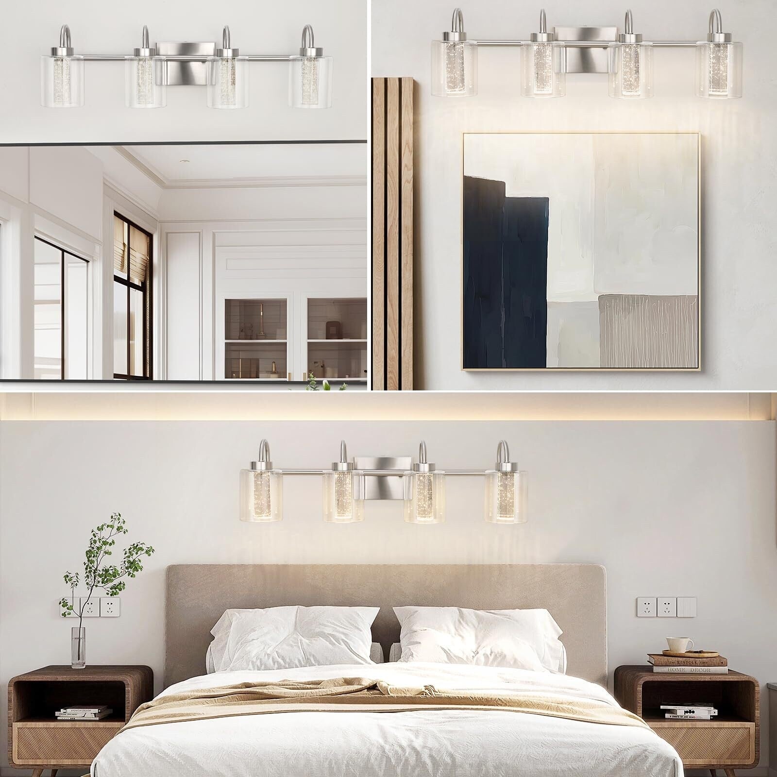 Luminaires de salle de bain 3/4/5/6 lumières en nickel brossé