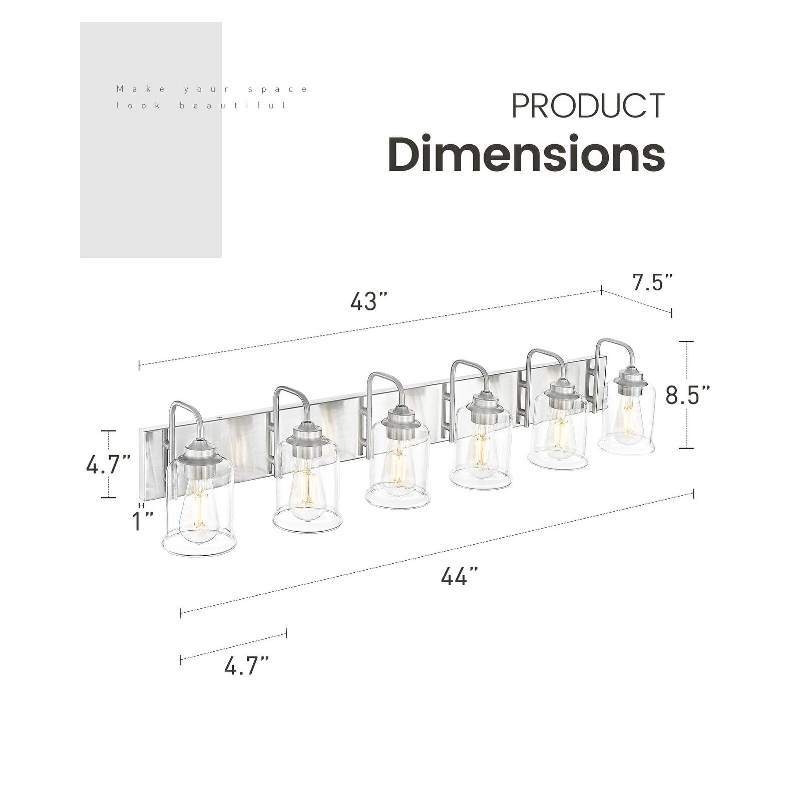 Éclairage de vanité moderne à 3, 4, 5 ou 6 lumières pour miroir de salle de bain