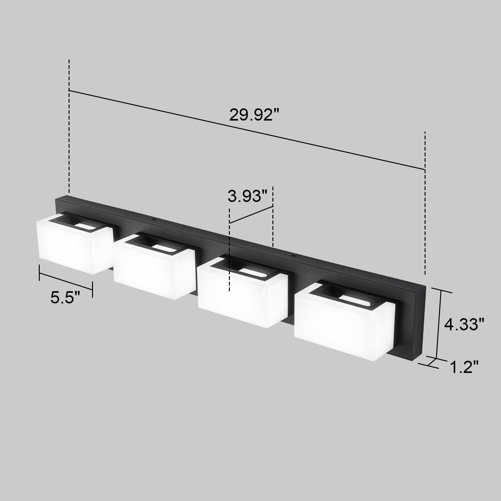 Applique murale LED moderne à intensité variable, 3, 4 ou 5 lampes, noir mat, pour salle de bain