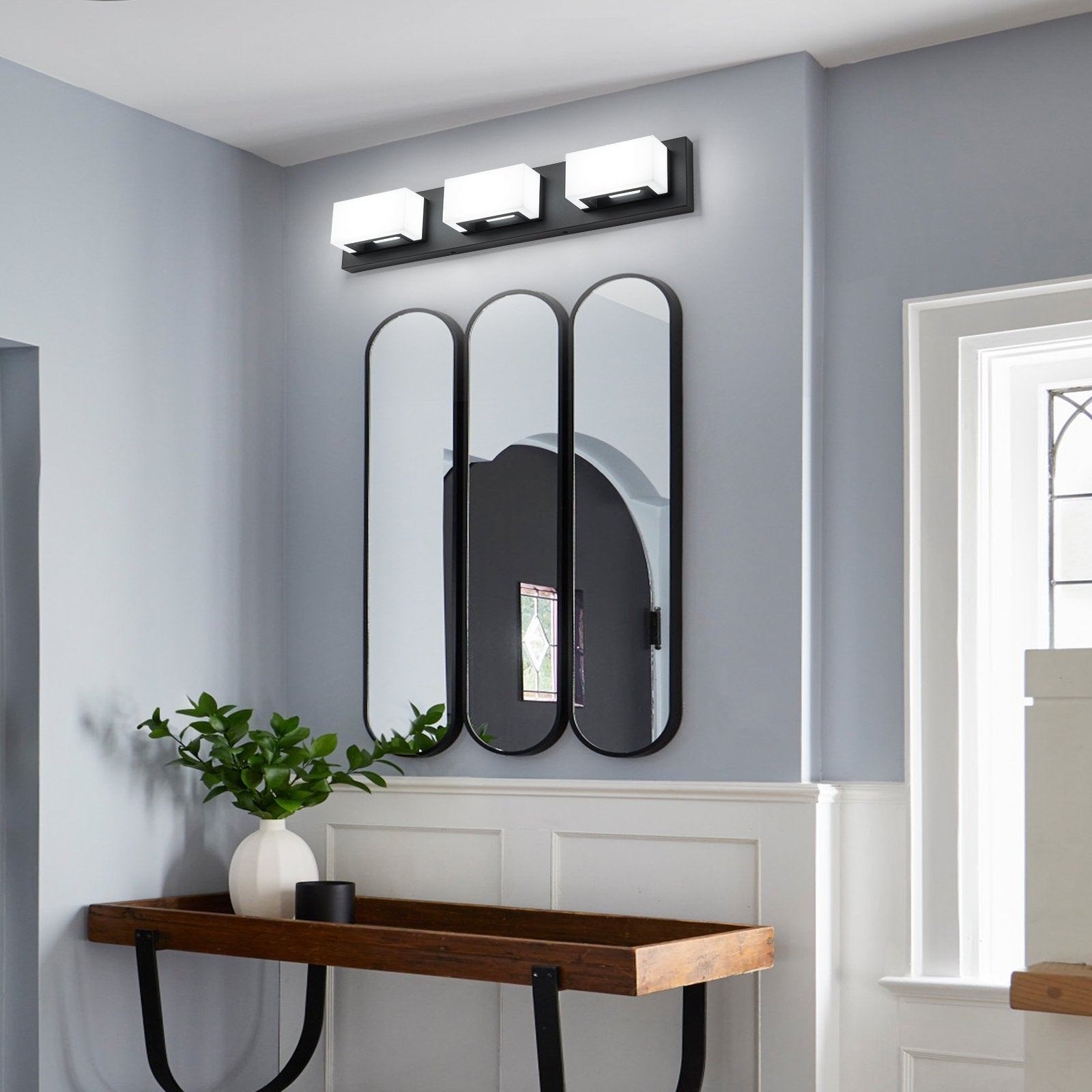 Applique murale LED moderne à intensité variable, 3, 4 ou 5 lampes, noir mat, pour salle de bain