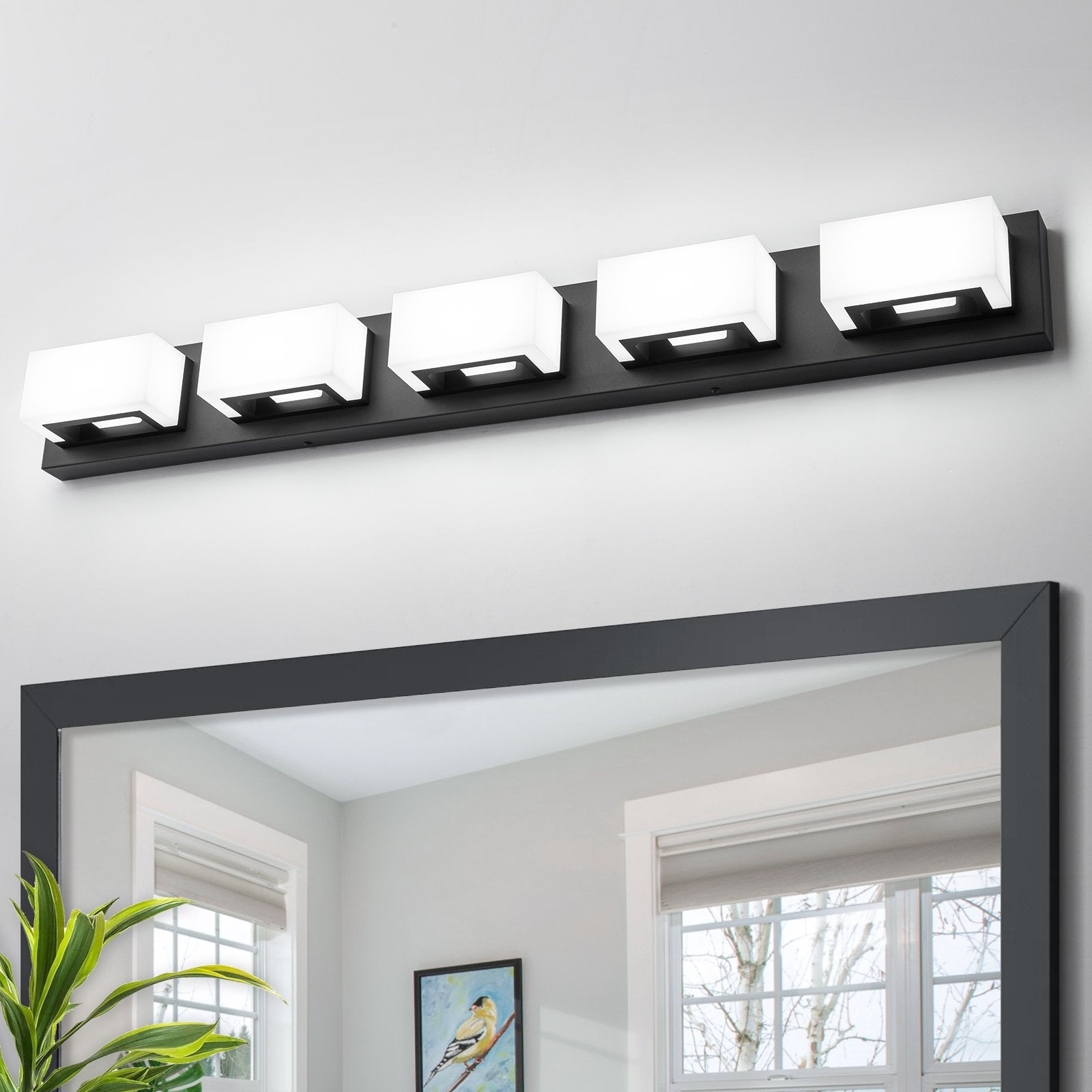 Applique murale LED moderne à intensité variable, 3, 4 ou 5 lampes, noir mat, pour salle de bain