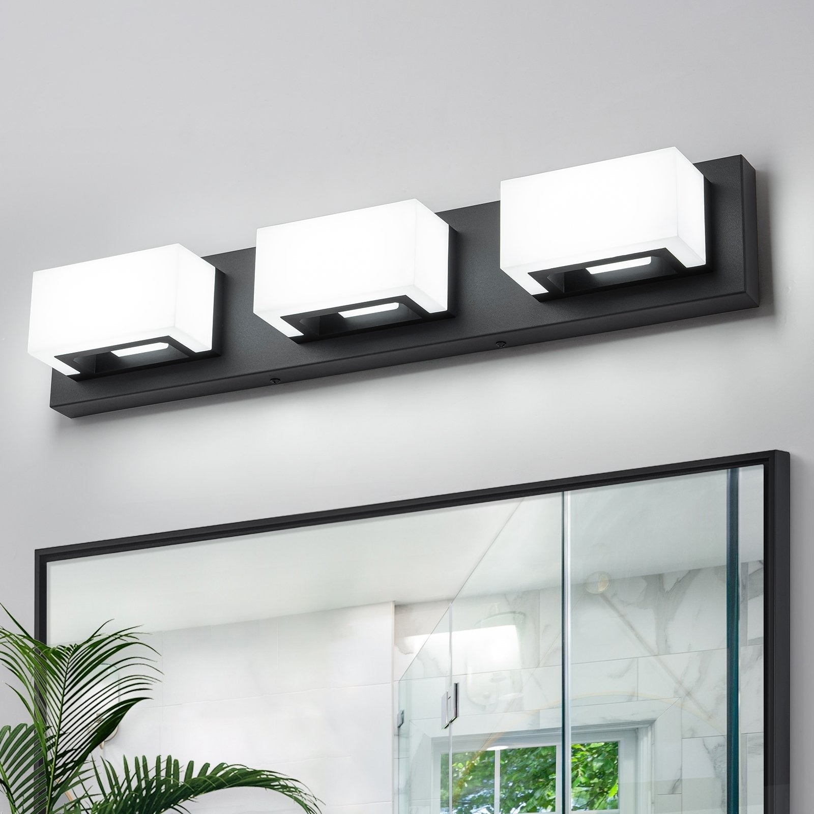 Applique murale LED moderne à intensité variable, 3, 4 ou 5 lampes, noir mat, pour salle de bain