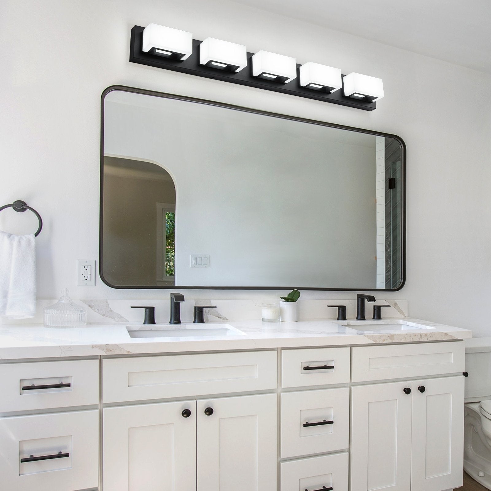 Applique murale LED moderne à intensité variable, 3, 4 ou 5 lampes, noir mat, pour salle de bain