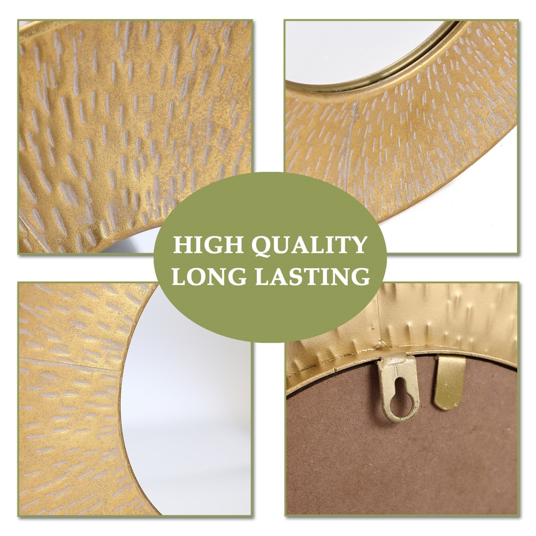 Ensemble de 3 miroirs muraux ronds en métal doré - 22,25 de diamètre x 2,36 de profondeur