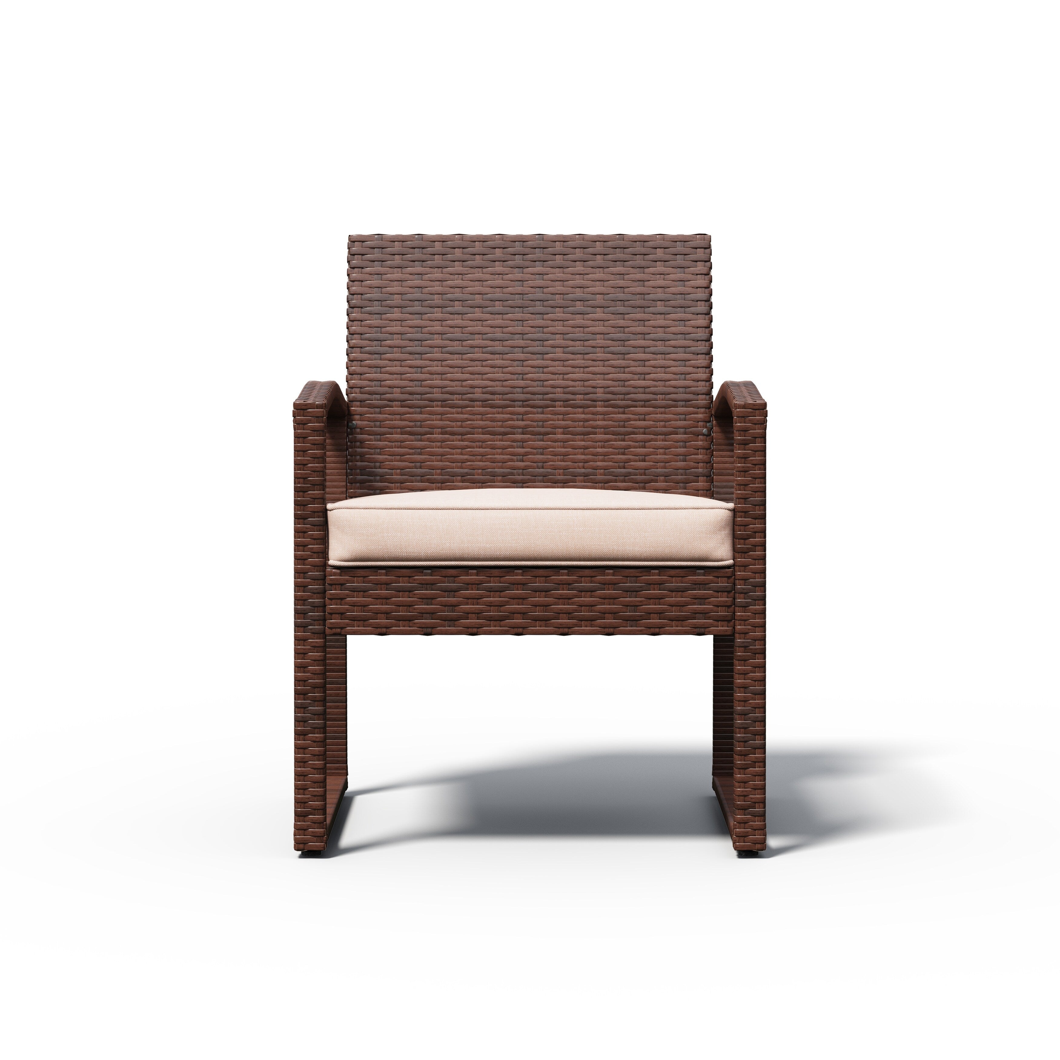 Ensemble de conversation d'extérieur en osier rembourré, 3 pièces