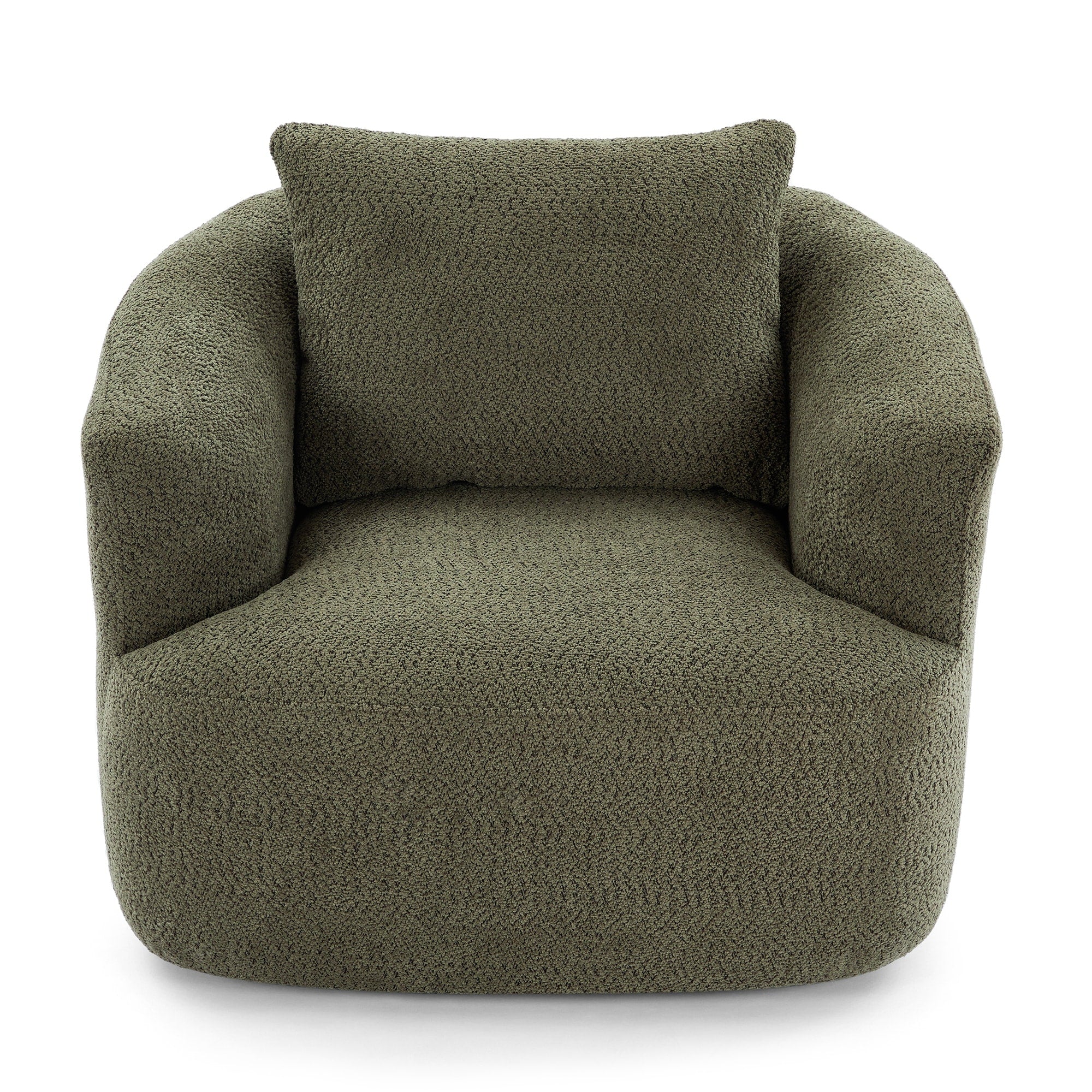 Fauteuil pivotant à 360°, fauteuil d'appoint Boucle 38,2 avec coussin décoratif, fauteuil tonneau rembourré avec accoudoirs incurvés