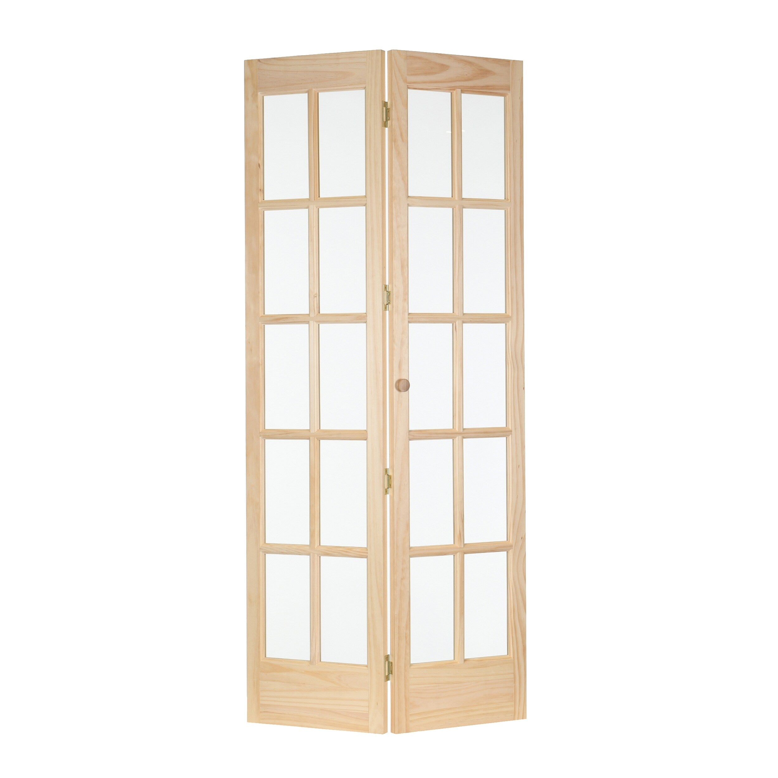 Porte pliante traditionnelle en pin brut AWC de 36 pouces avec verre divisé