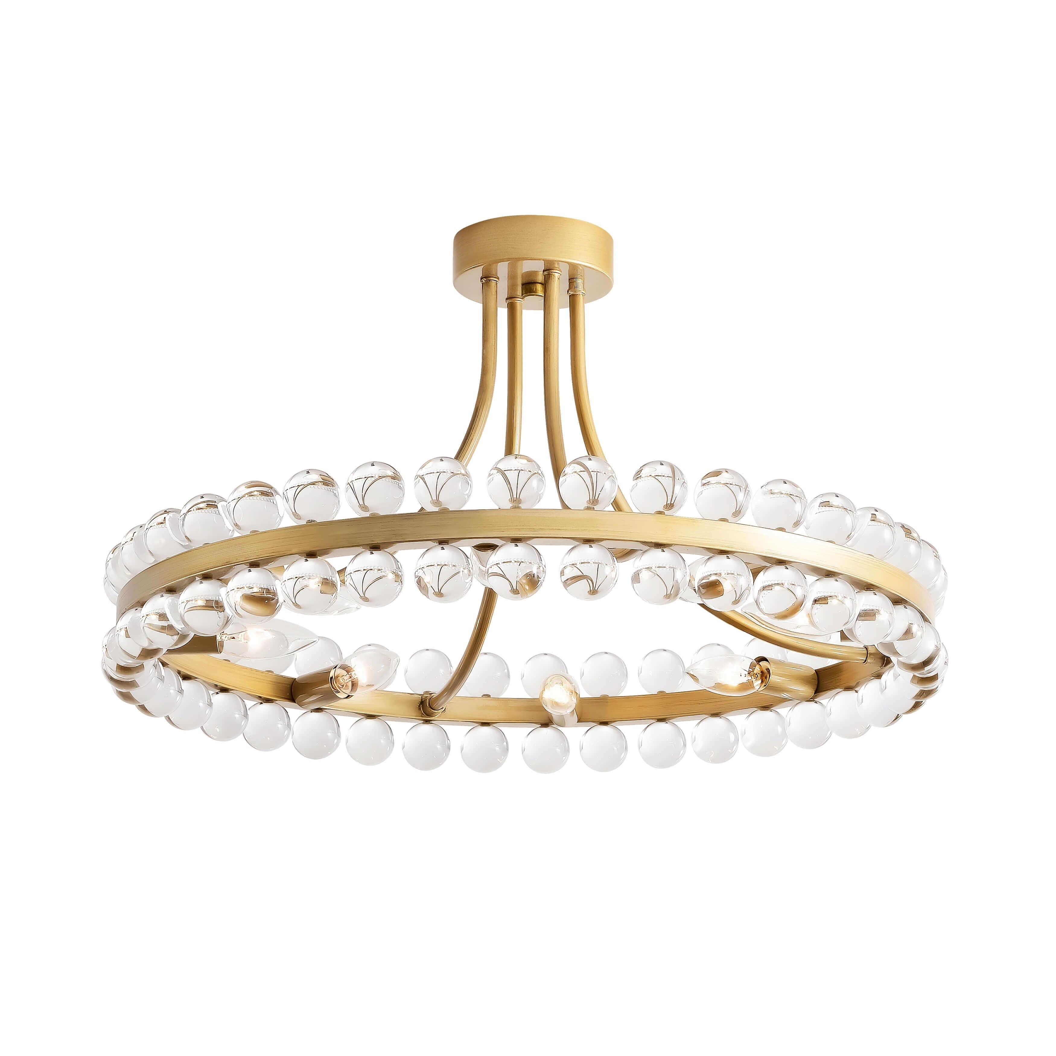 Plafonnier semi-encastré en cristal Elvira à 8 lumières, motif roue de chariot