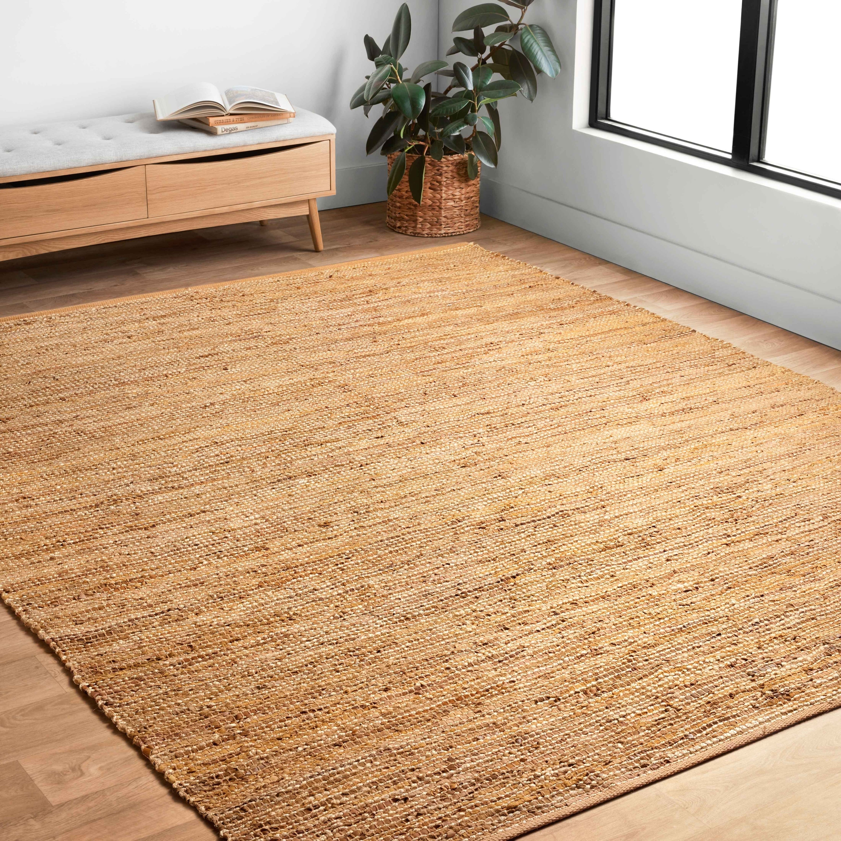 Tapis tissé à la main en jute et cuir de style ferme Alexander Home