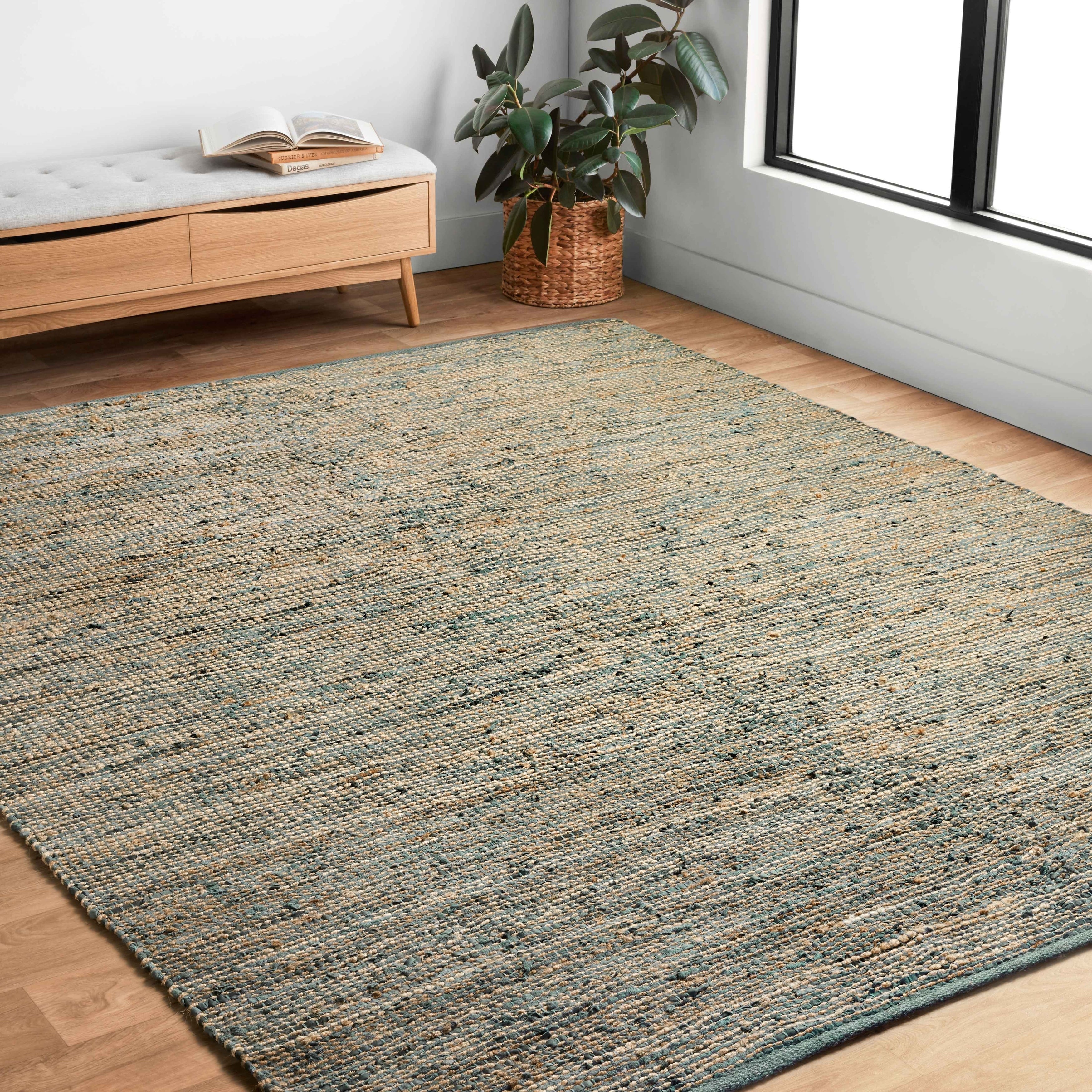 Tapis tissé à la main en jute et cuir de style ferme Alexander Home