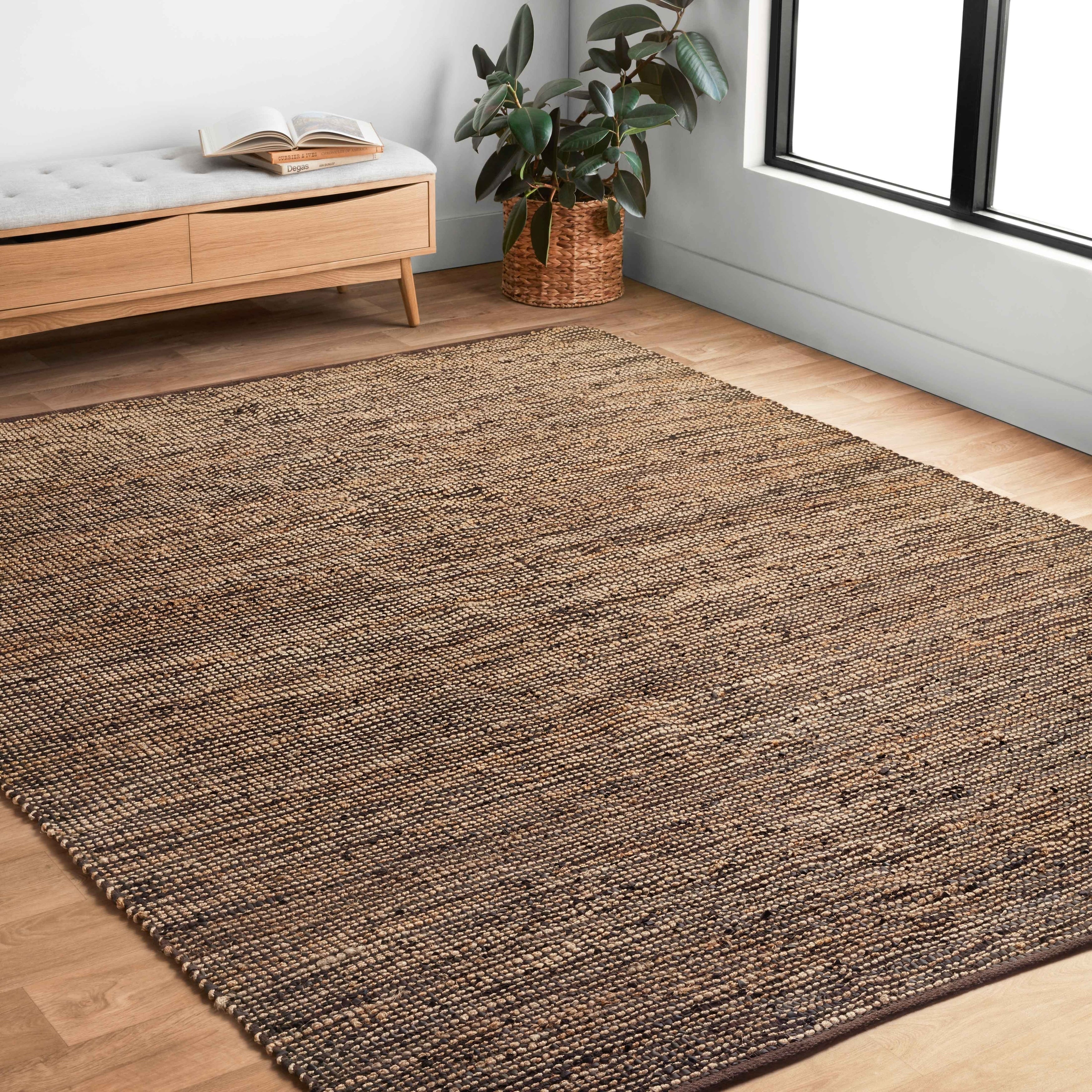 Tapis tissé à la main en jute et cuir de style ferme Alexander Home