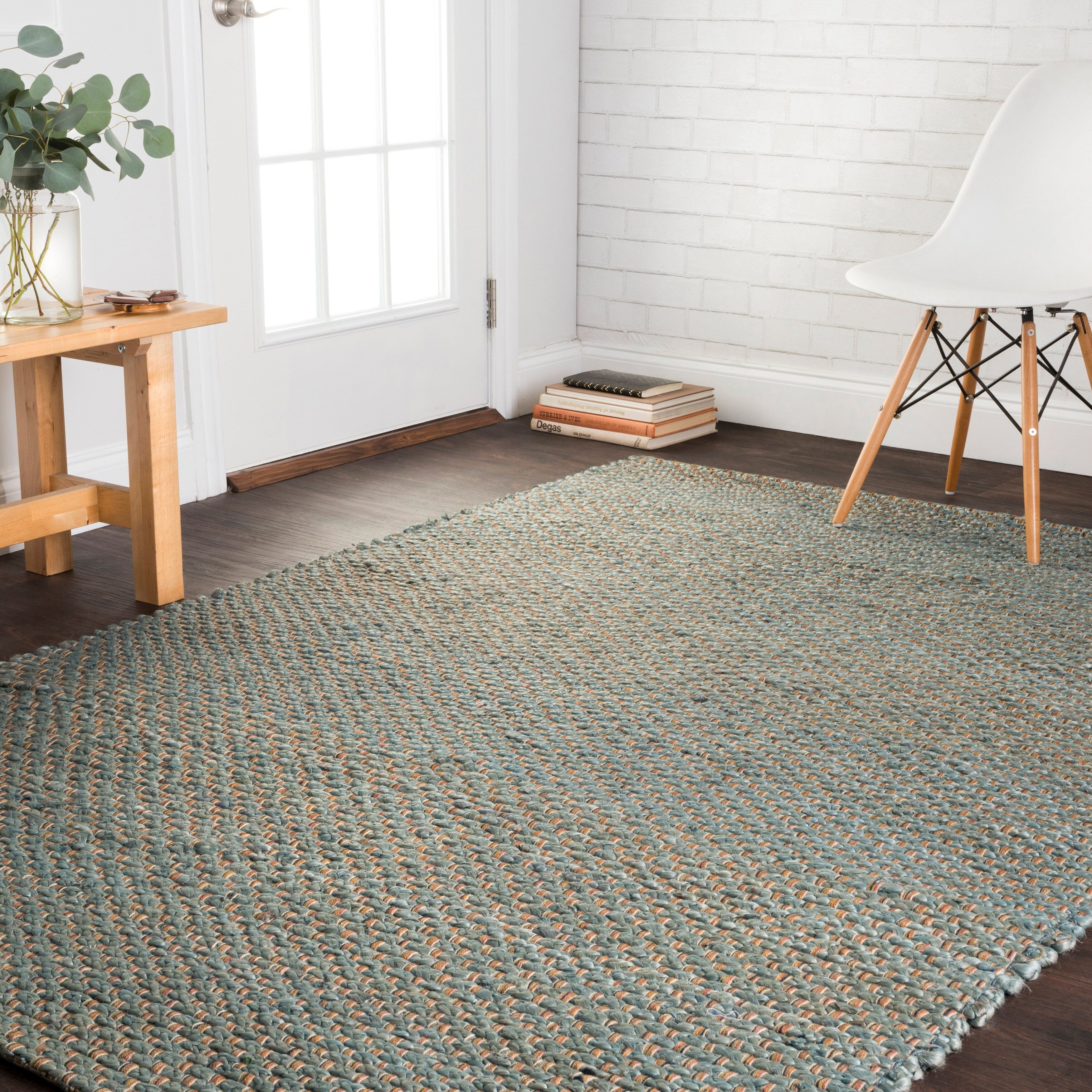 Tapis tissé à la main en jute et cuir de style ferme Alexander Home