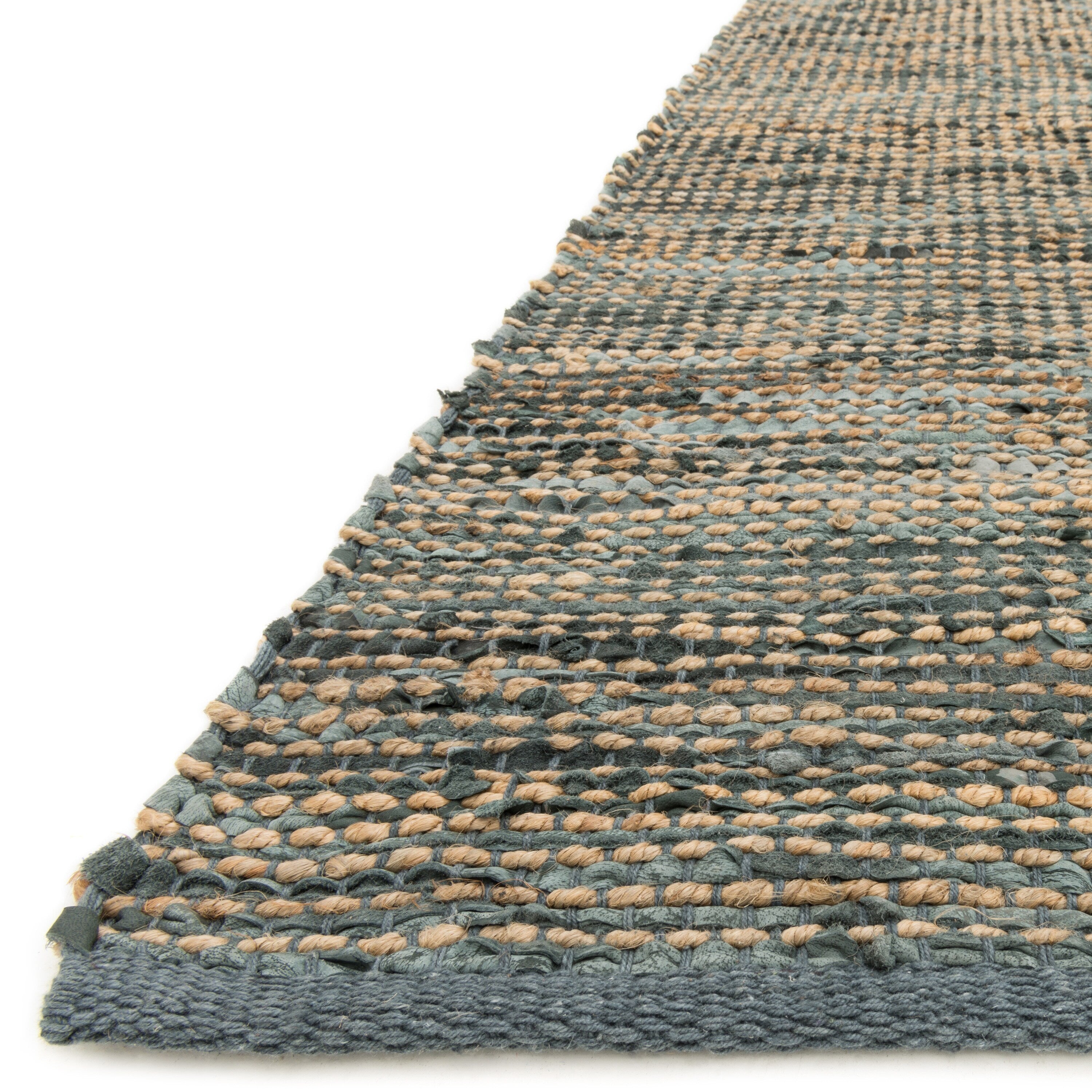 Tapis tissé à la main en jute et cuir de style ferme Alexander Home