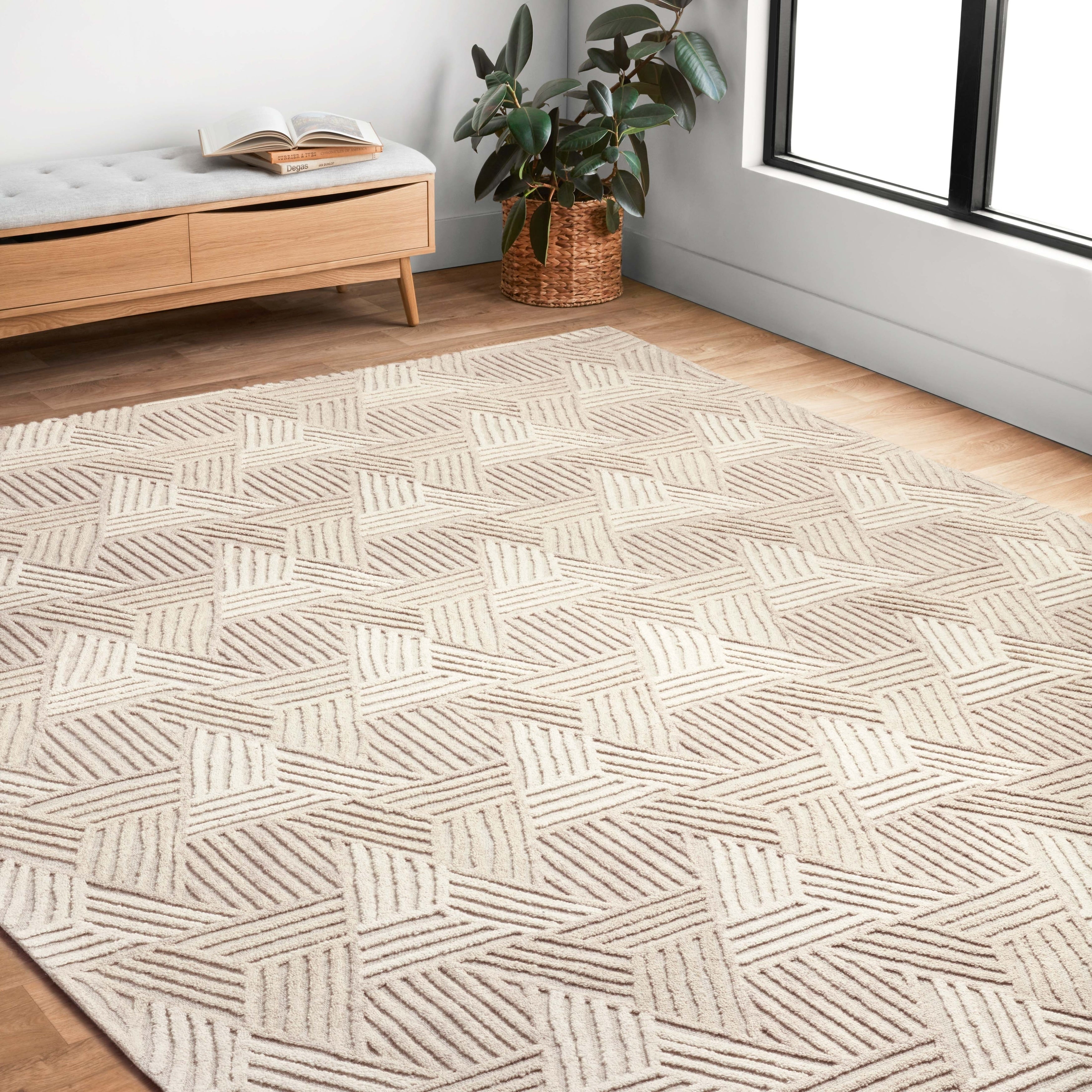 Tapis géométrique moderne en laine touffeté à la main Alexander Home Kanarra