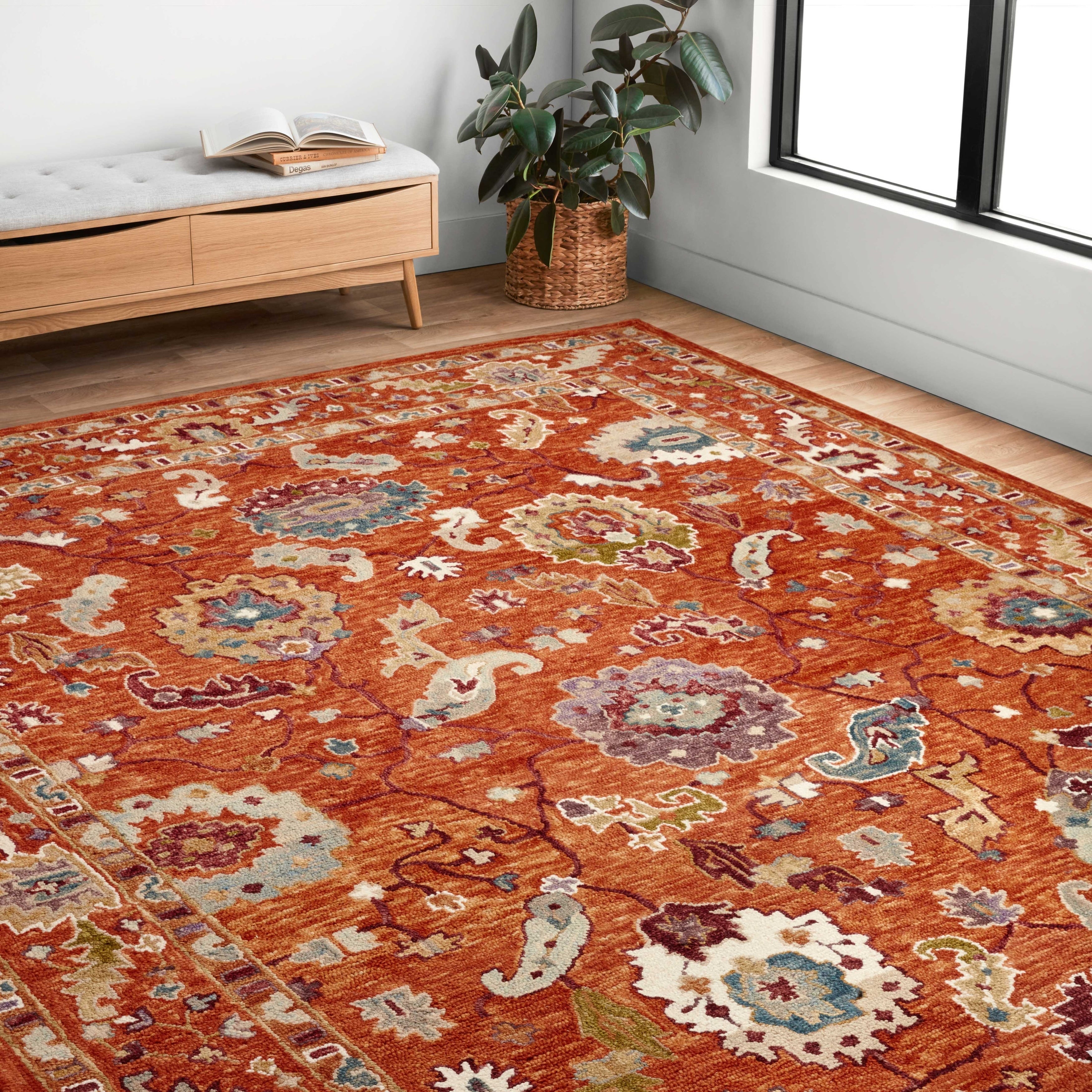 Tapis floral Alexander Home Megan crocheté à la main 100 % laine