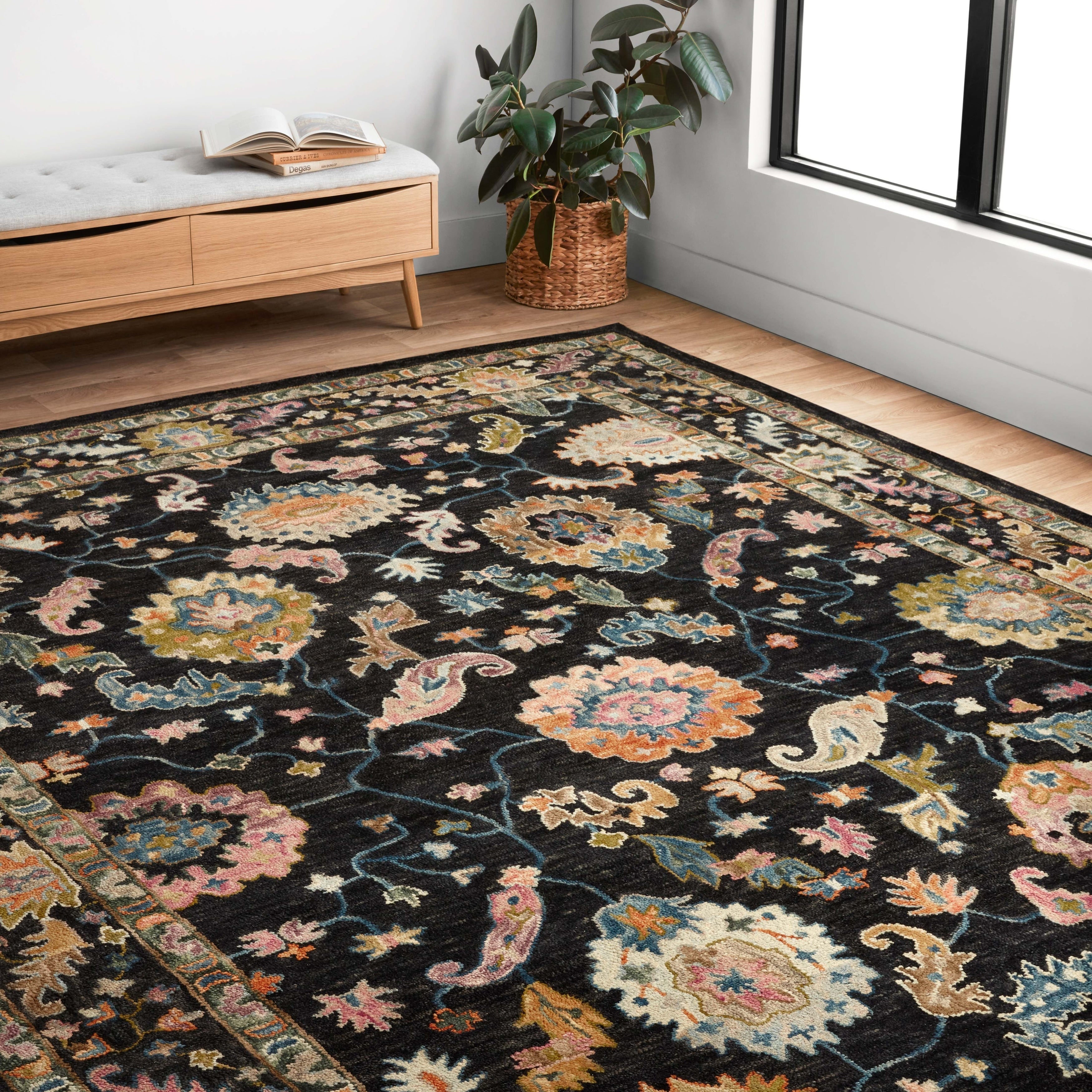 Tapis floral Alexander Home Megan crocheté à la main 100 % laine