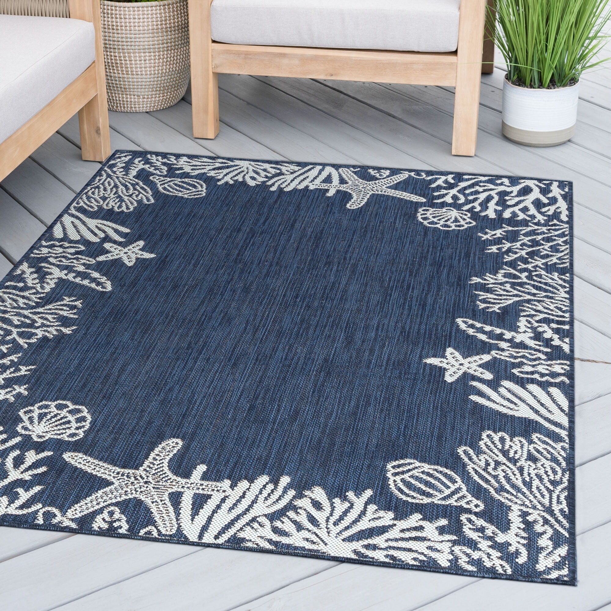 Tapis d'intérieur/extérieur à imprimé graphique côtier Exo