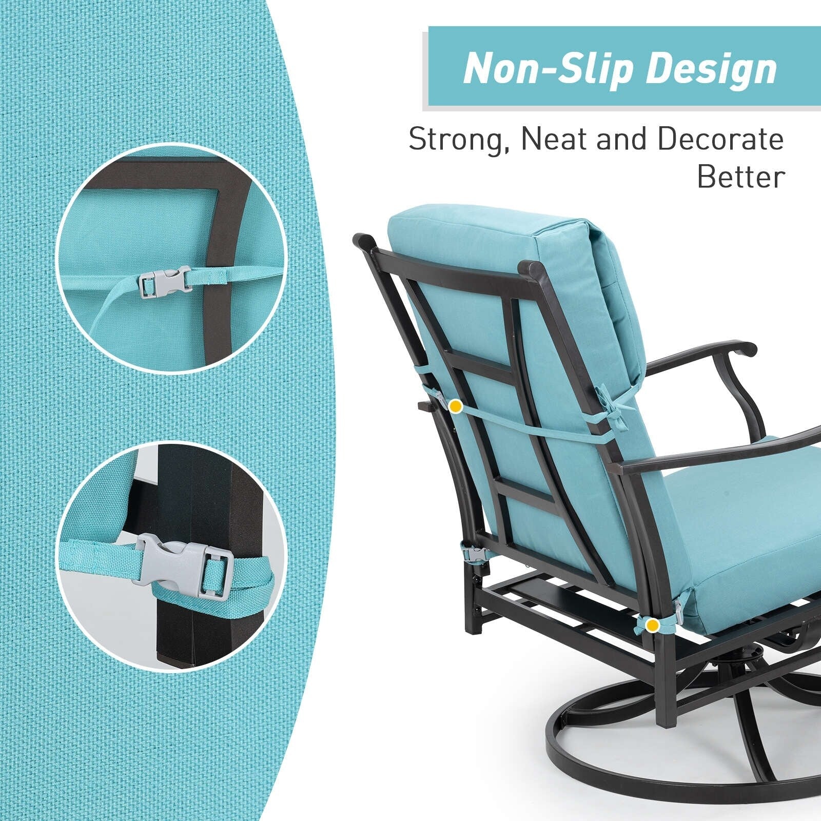 Lot de 4 coussins de chaise à dossier haut Aoodor Patio, 46 x 21 x 4 pouces (coussins uniquement)