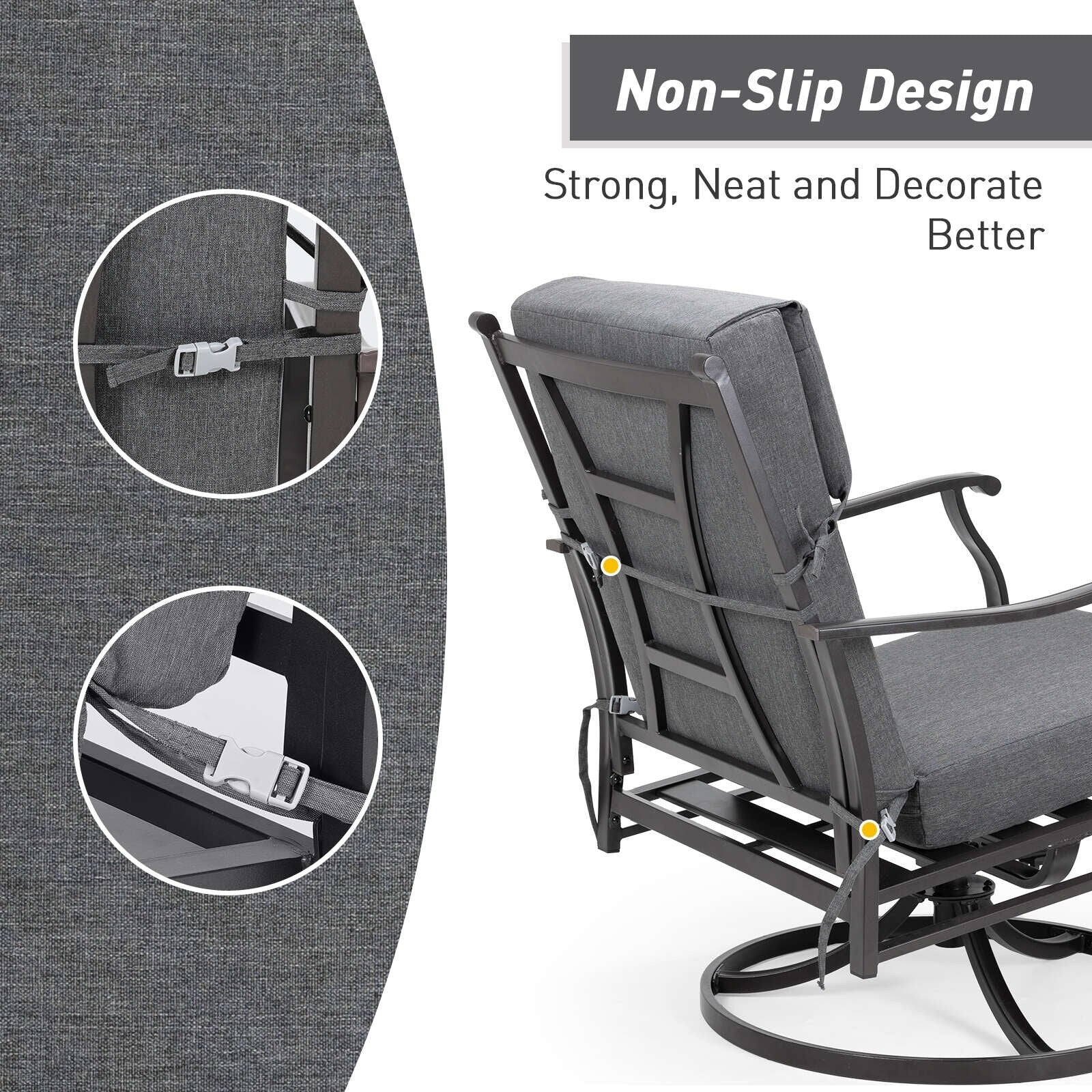 Lot de 4 coussins de chaise à dossier haut Aoodor Patio, 46 x 21 x 4 pouces (coussins uniquement)