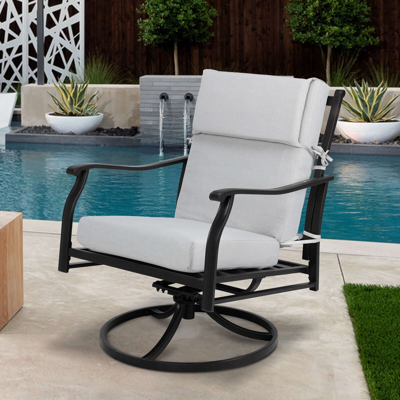 Lot de 4 coussins de chaise à dossier haut Aoodor Patio, 46 x 21 x 4 pouces (coussins uniquement)