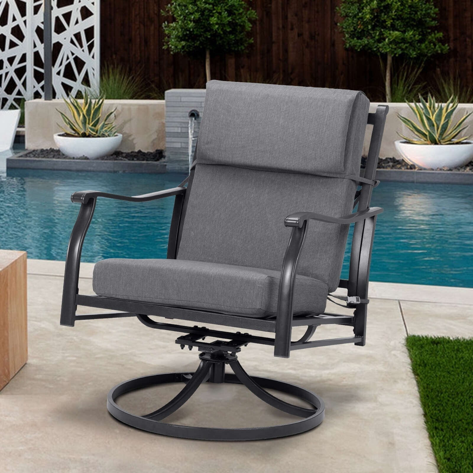 Lot de 4 coussins de chaise à dossier haut Aoodor Patio, 46 x 21 x 4 pouces (coussins uniquement)