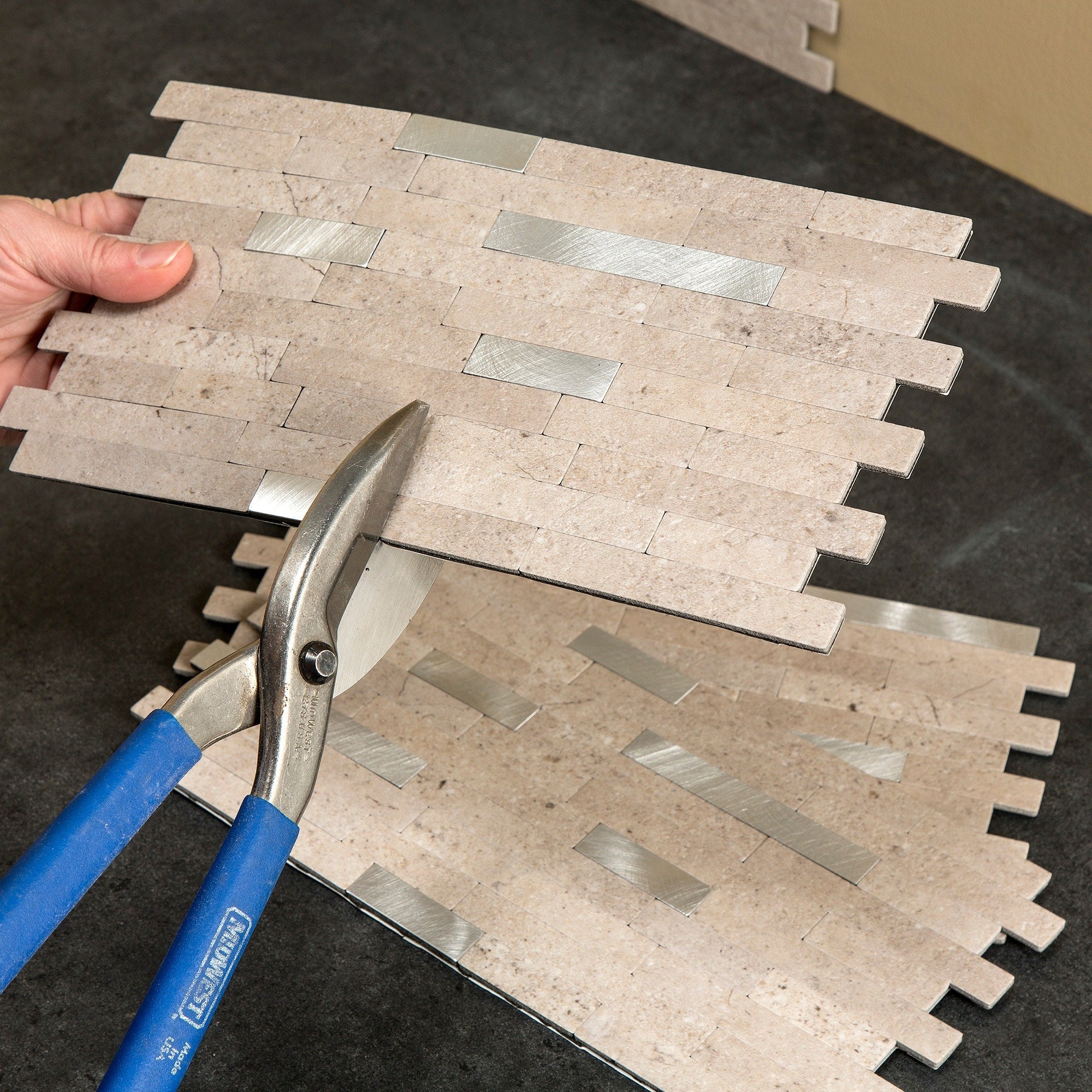 Carrelage mural adhésif Aspect Collage