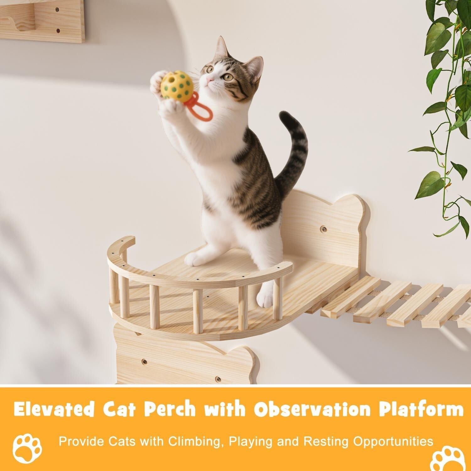 Système d'escalade mural pour chat en pin BOSSIN 9/16/18 pièces - Ensemble d'étagères murales avec lit pour chat, griffoir et tunnel