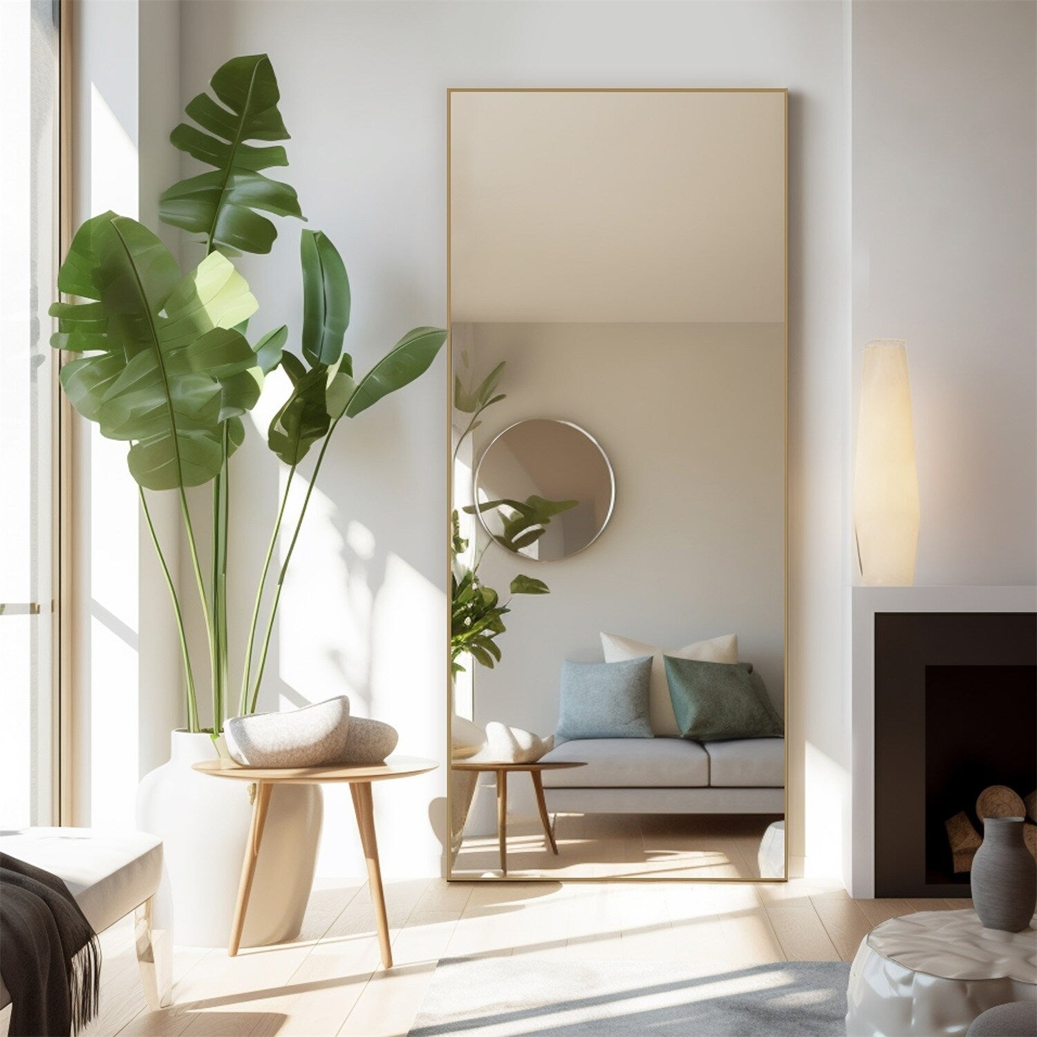 Miroir pleine longueur avec support, miroir de sol avec cadre en alliage d'aluminium pour chambre à coucher, miroir mural sur pied pour vestiaire