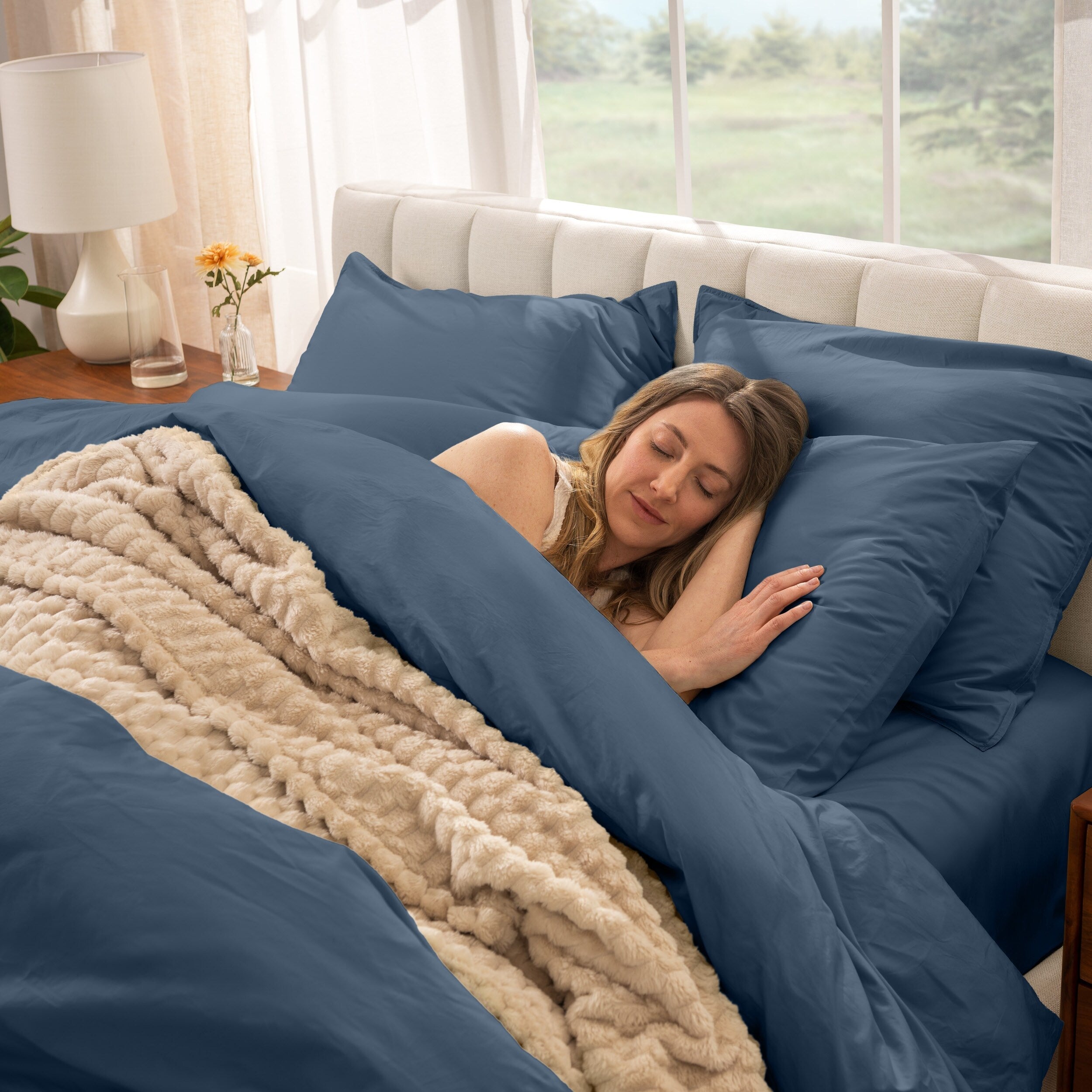 Parure de couette en percale de coton biologique Bare Home