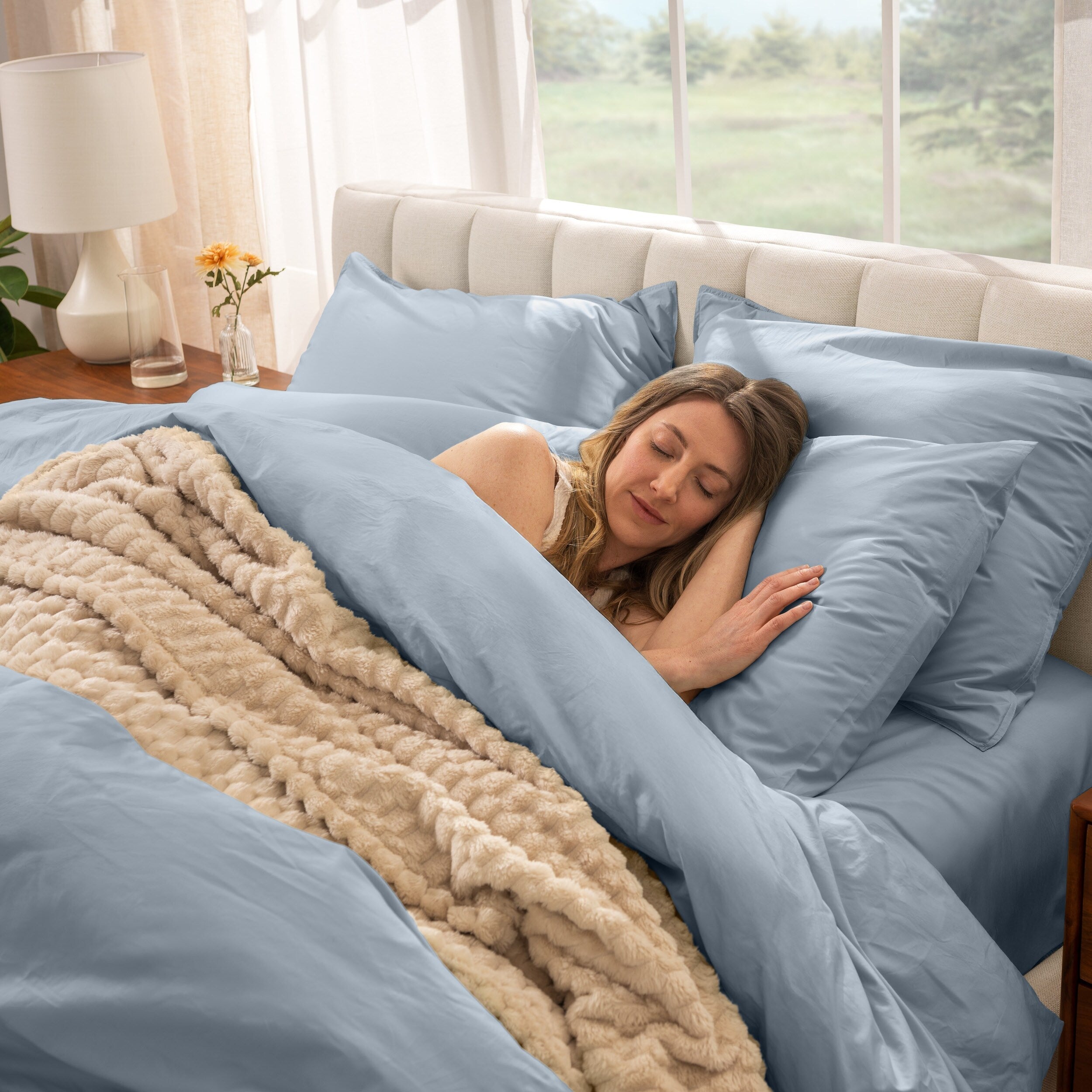 Parure de couette en percale de coton biologique Bare Home