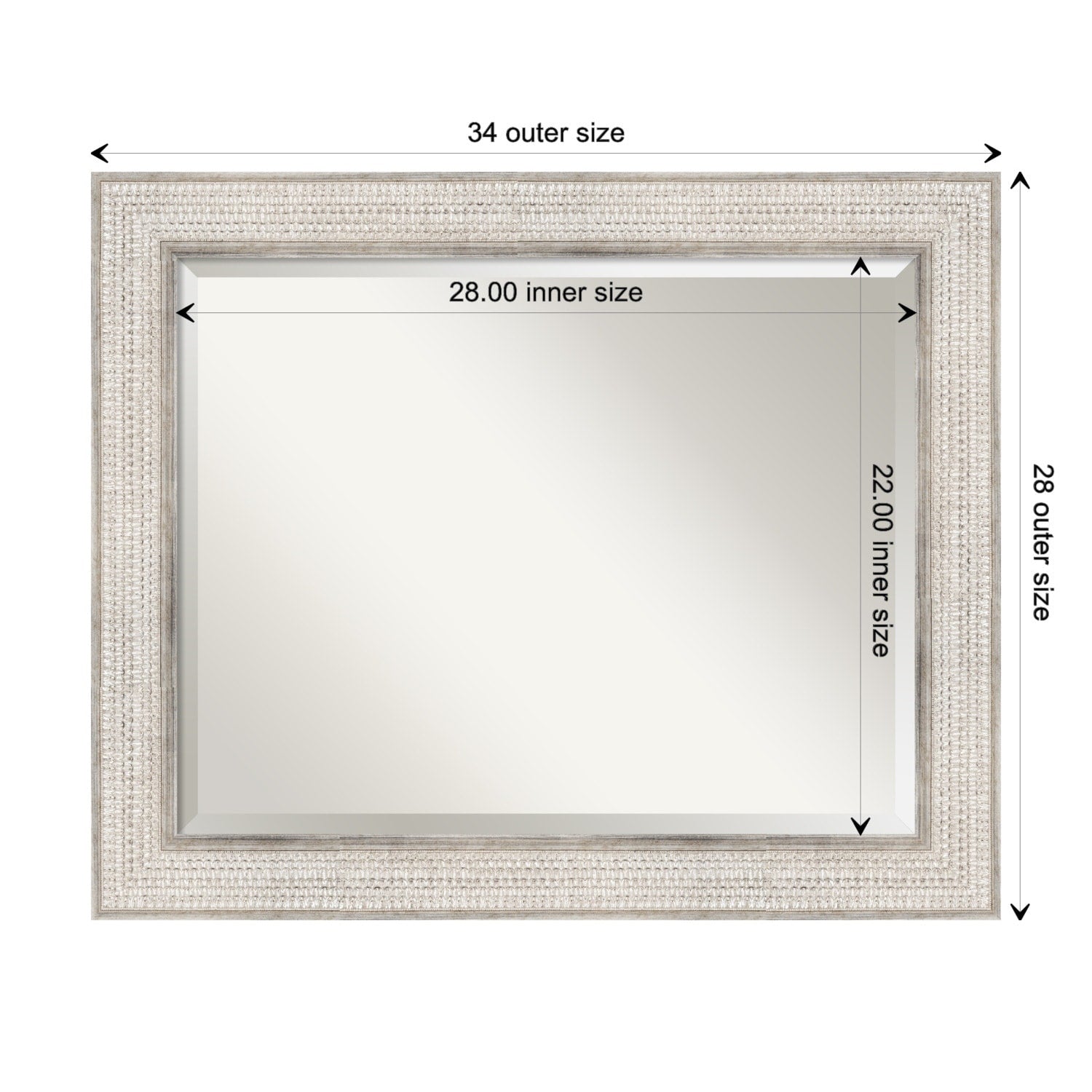 Miroir mural de salle de bain en bois biseauté - Cadre argenté Treillis - Argent Treillis