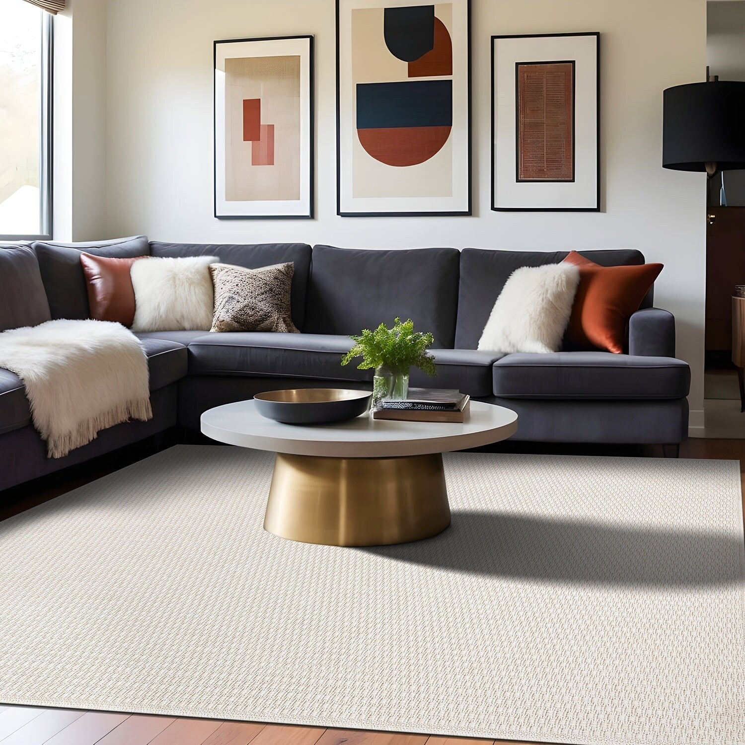 Tapis Beverly Rug en jute facile à nettoyer et ne perd pas ses poils