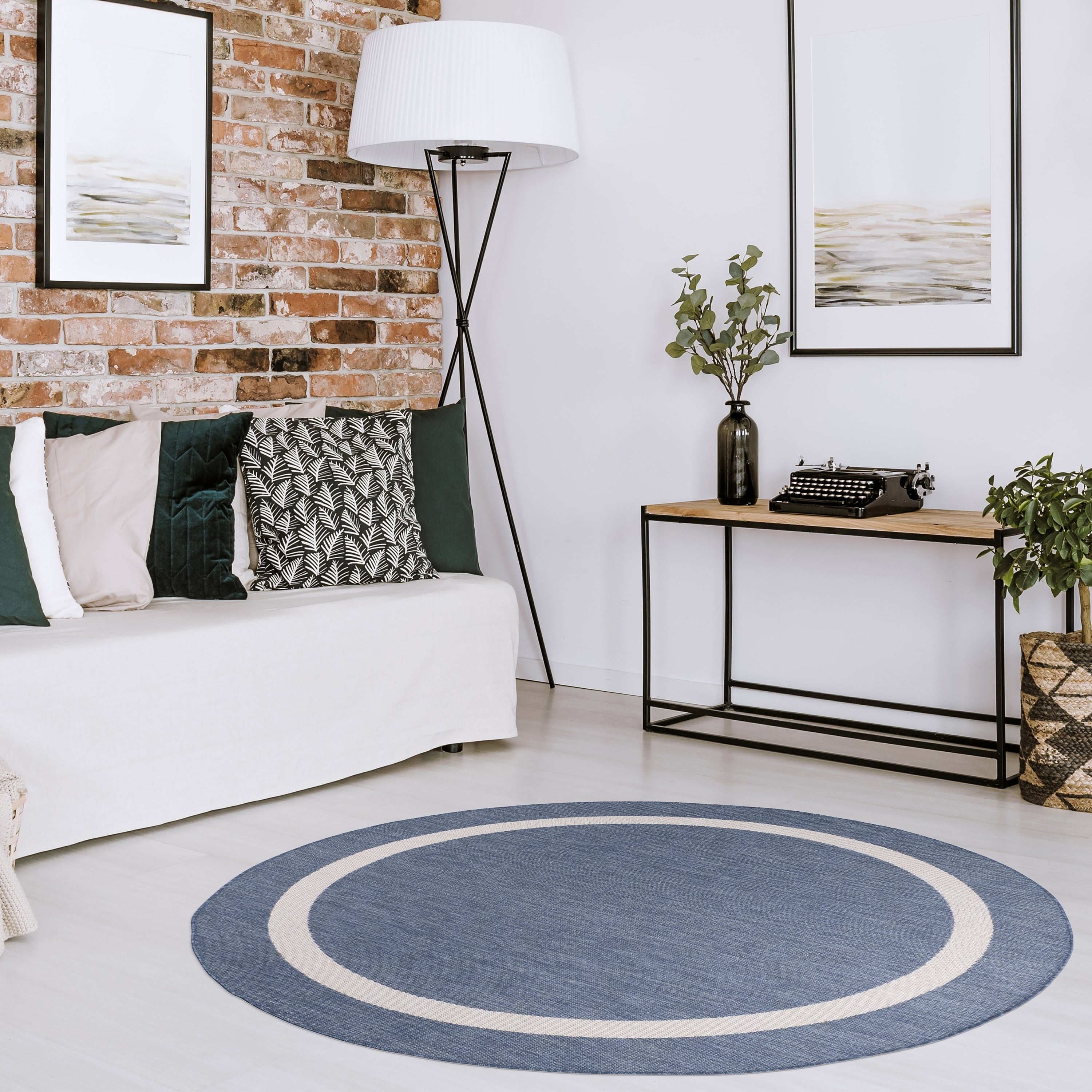 Tapis d'intérieur/extérieur moderne à bordures Beverly Rug, moquette d'extérieur pour patio, terrasse, porche