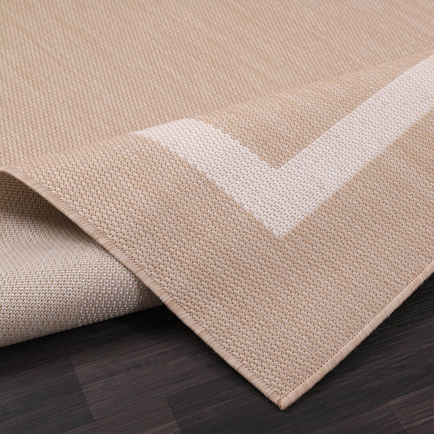 Tapis d'intérieur/extérieur moderne à bordures Beverly Rug, moquette d'extérieur pour patio, terrasse, porche