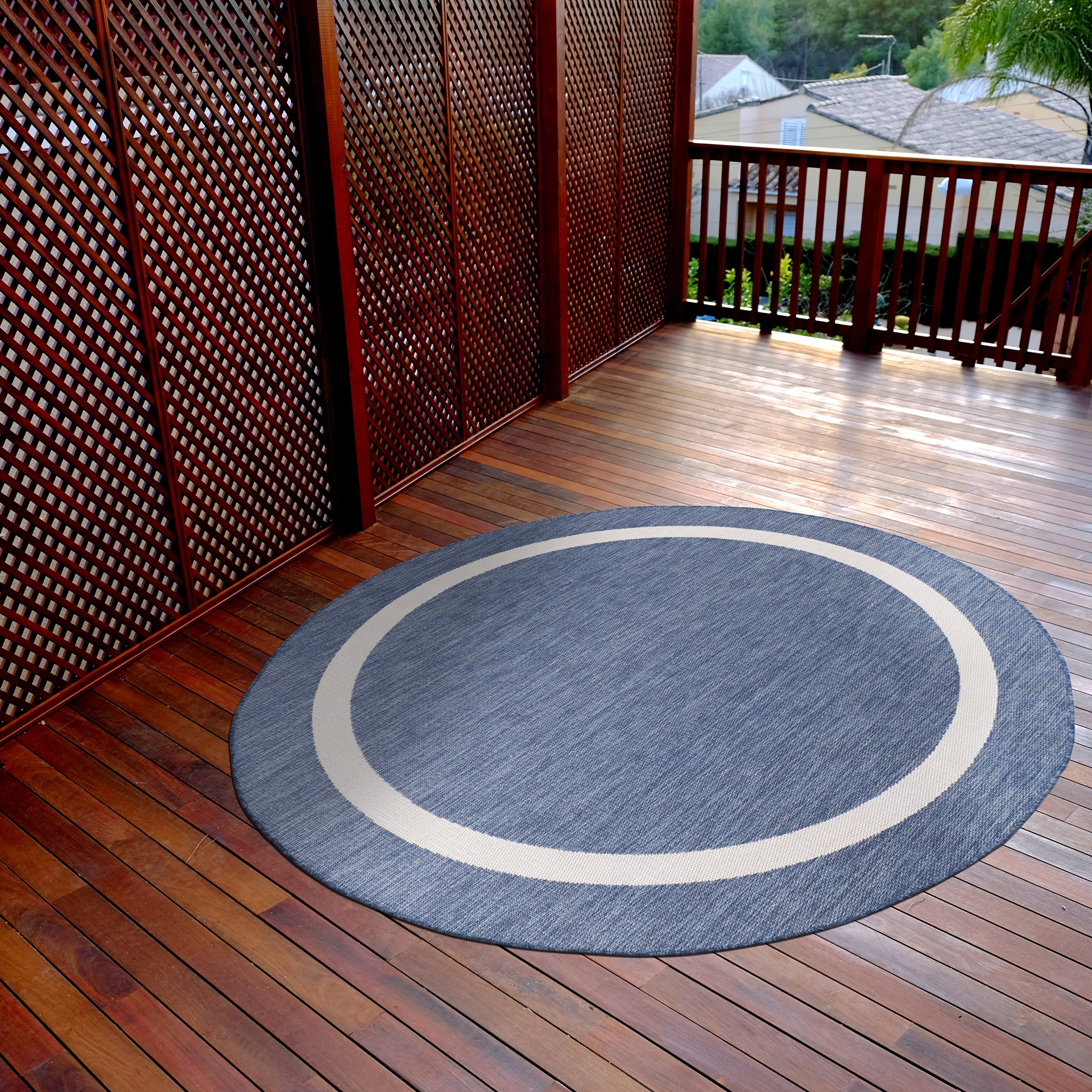 Tapis d'intérieur/extérieur moderne à bordures Beverly Rug, moquette d'extérieur pour patio, terrasse, porche