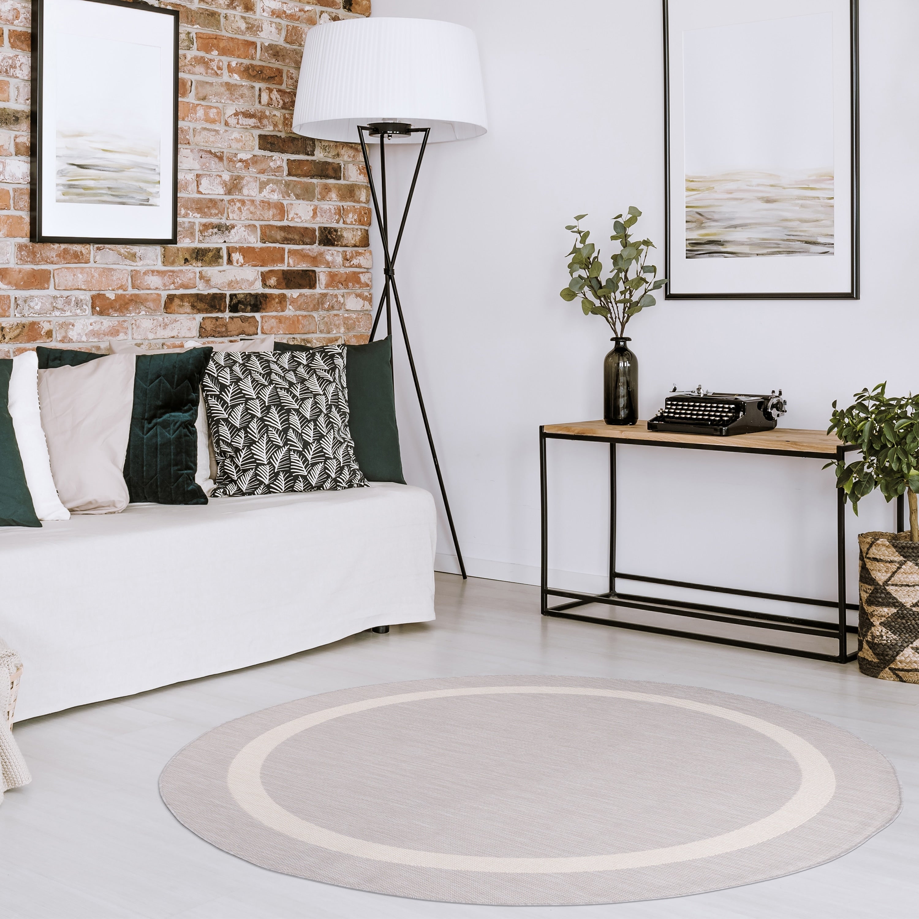 Tapis d'intérieur/extérieur moderne à bordures Beverly Rug, moquette d'extérieur pour patio, terrasse, porche