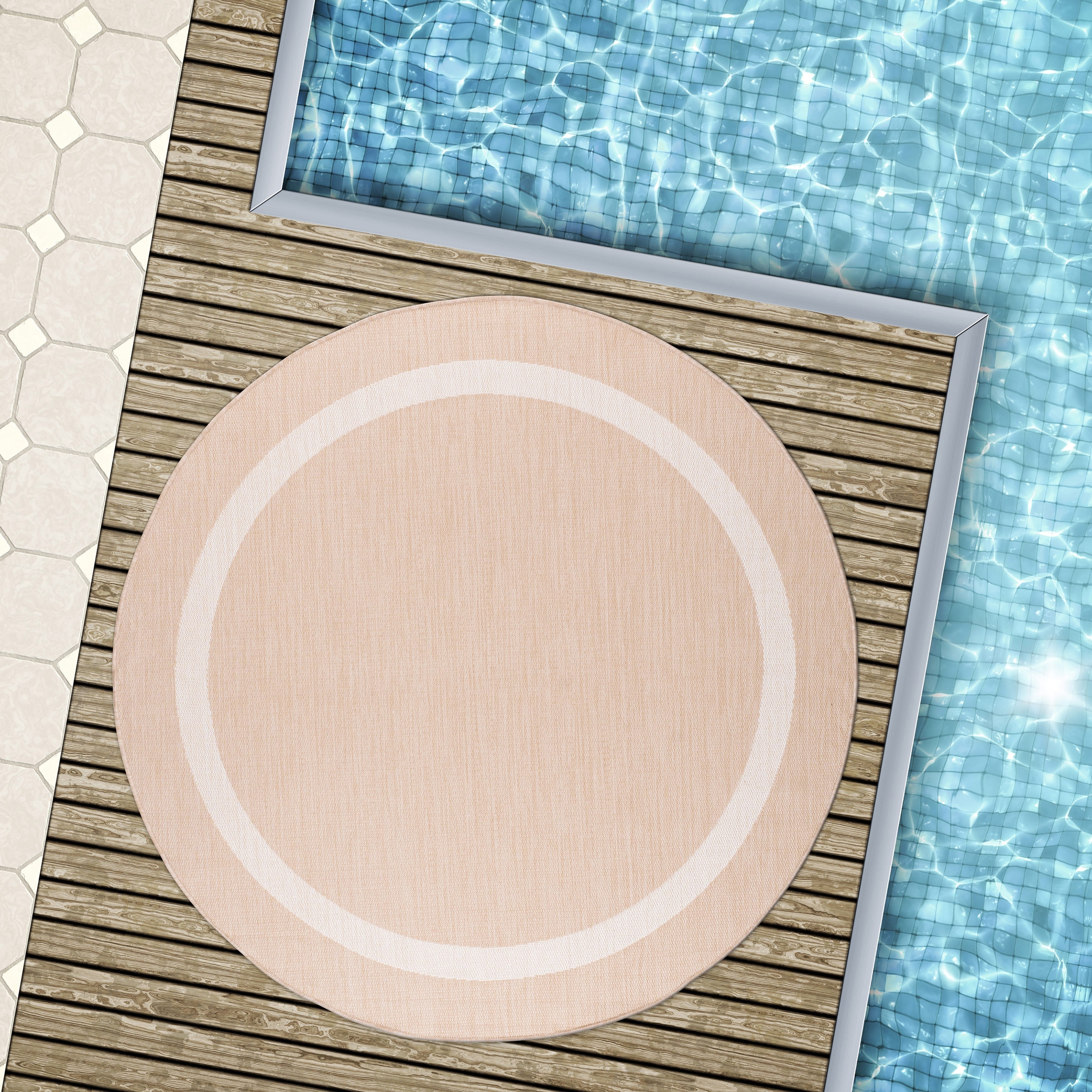 Tapis d'intérieur/extérieur moderne à bordures Beverly Rug, moquette d'extérieur pour patio, terrasse, porche