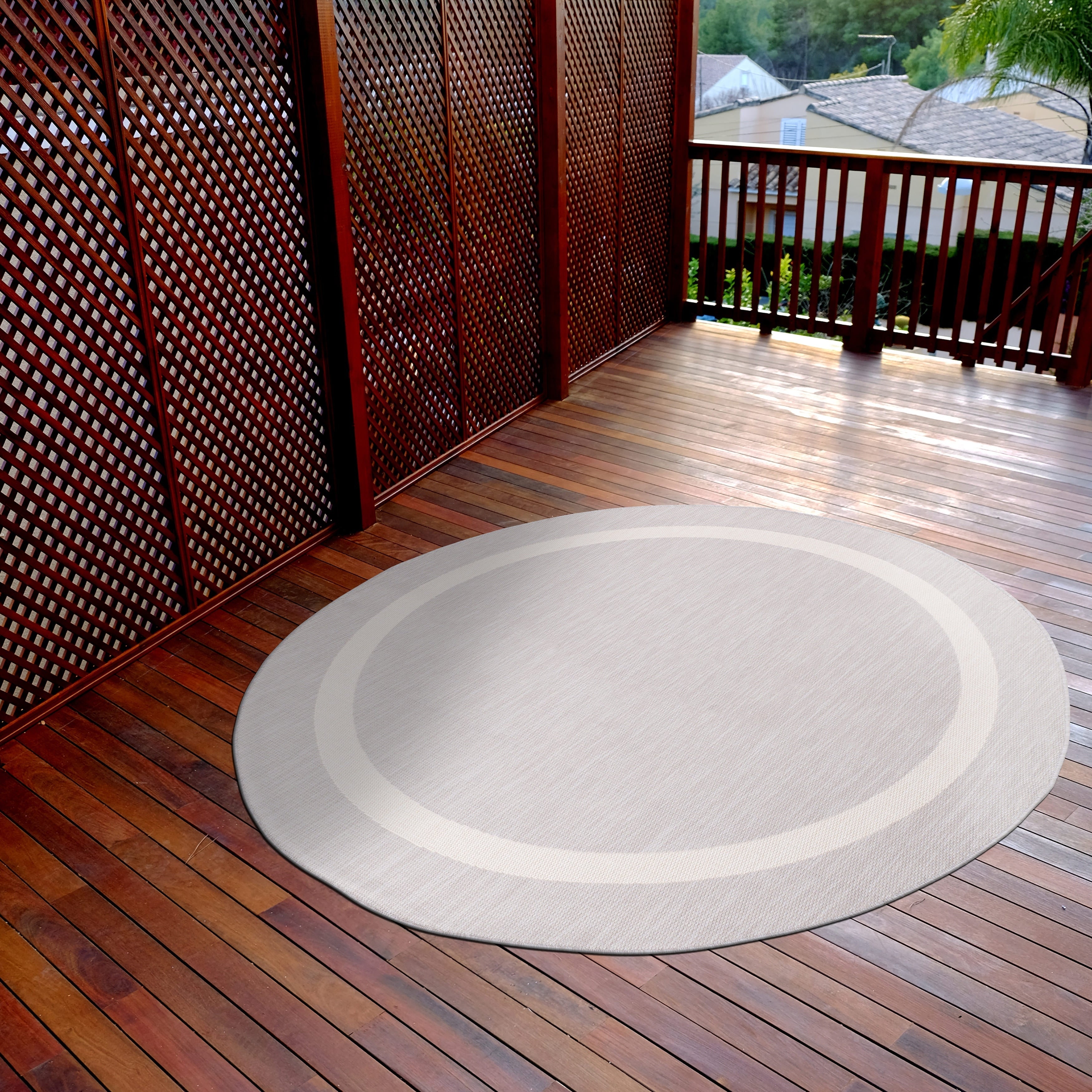 Tapis d'intérieur/extérieur moderne à bordures Beverly Rug, moquette d'extérieur pour patio, terrasse, porche