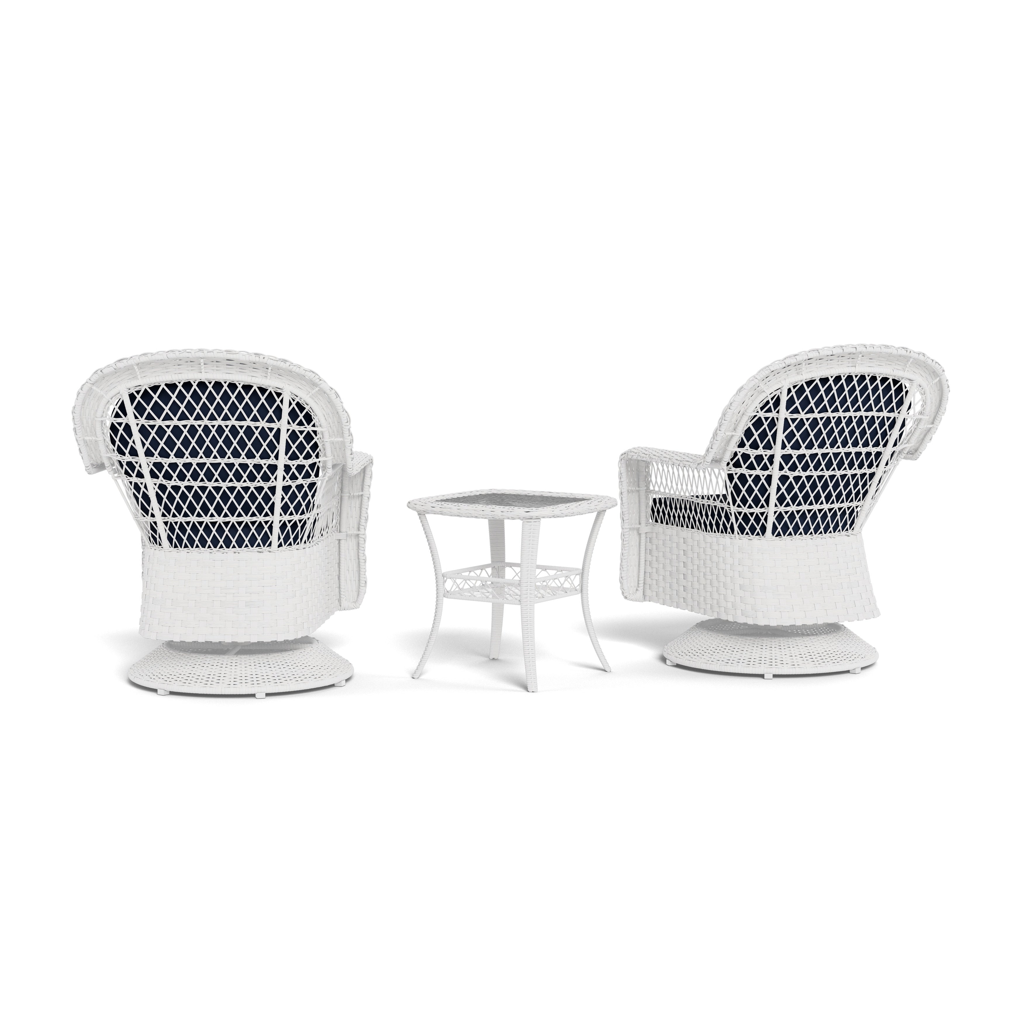 Ensemble de patio pivotant et planeur en osier Biloxi Outdoor White (3 pièces)