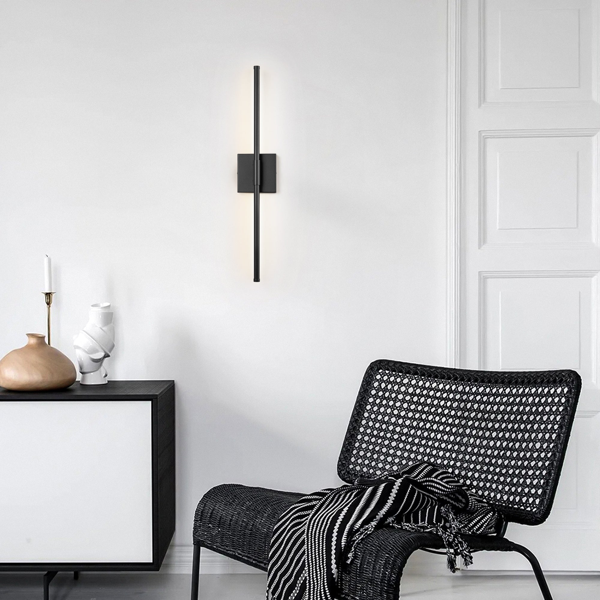 Applique murale linéaire moderne à 1 ampoule, noire/dorée/nickel, à LED, à intensité variable, pour salle de bain